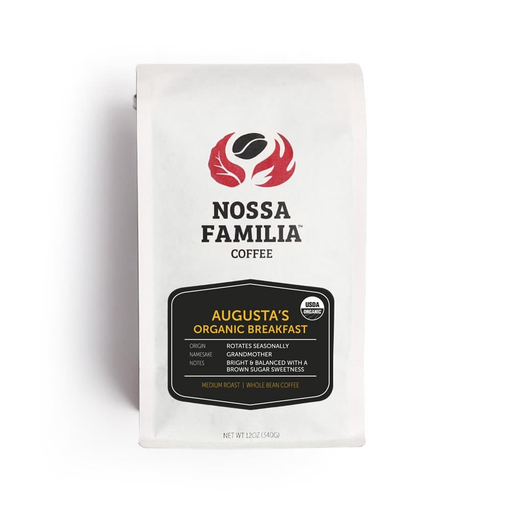 Organic Fair-Trade Medium Roast Ground Coffee Beans- Smooth, Balanced and Low Bitterness- Sourced from Small Peruvian Farms- Augusta's Organic Breakfast 12oz Bag for Coffee Enthusiasts