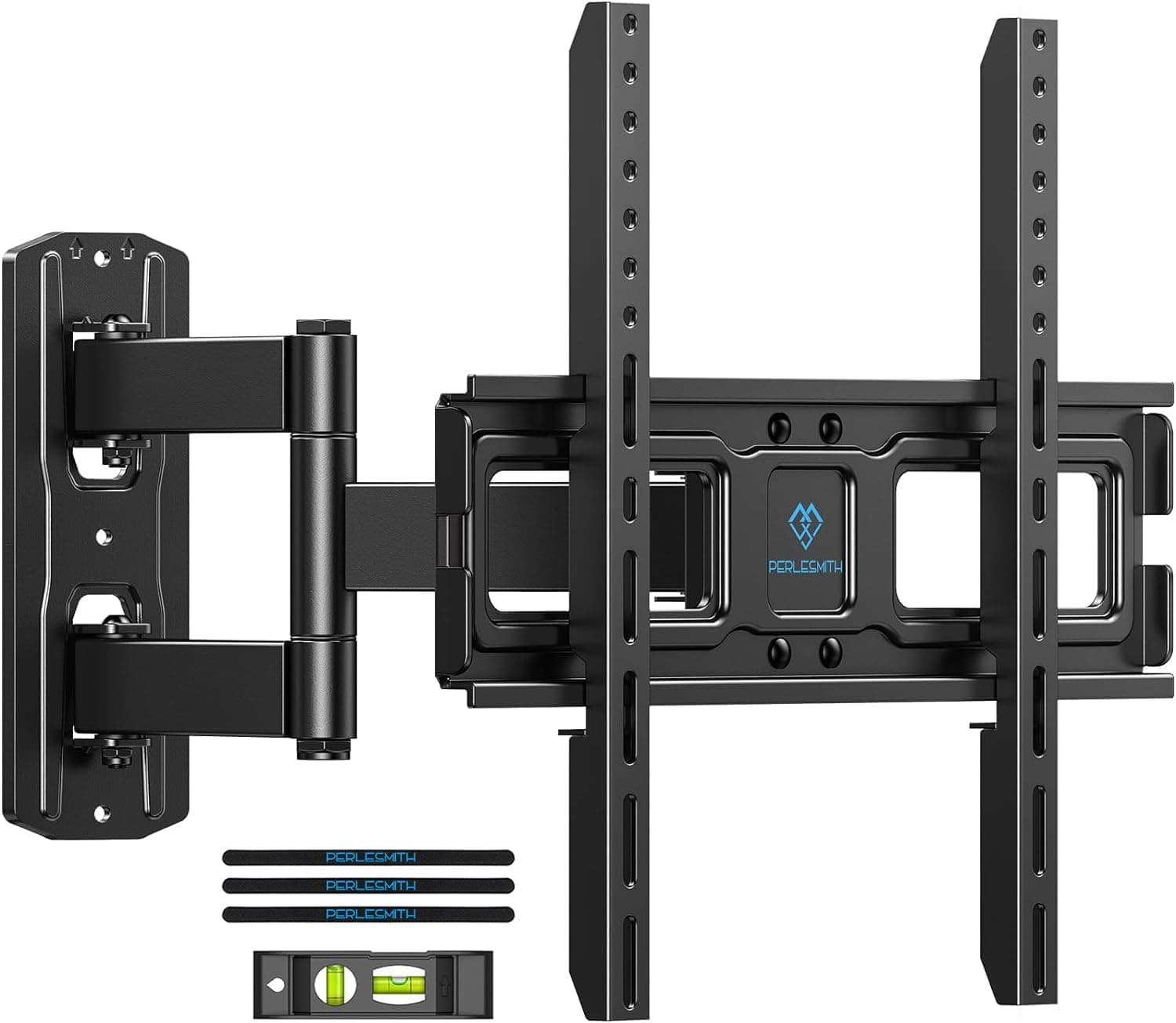 PERLESMITH Corner TV Wall Mount for 26-65 inch TVs up to 70 lbs, Full Motion TV Wall Mount Bracket with Swivel, Tilt, Level, Wall Mount with Single Articulating Arm, Max VESA 400x400mm, PSMFK7