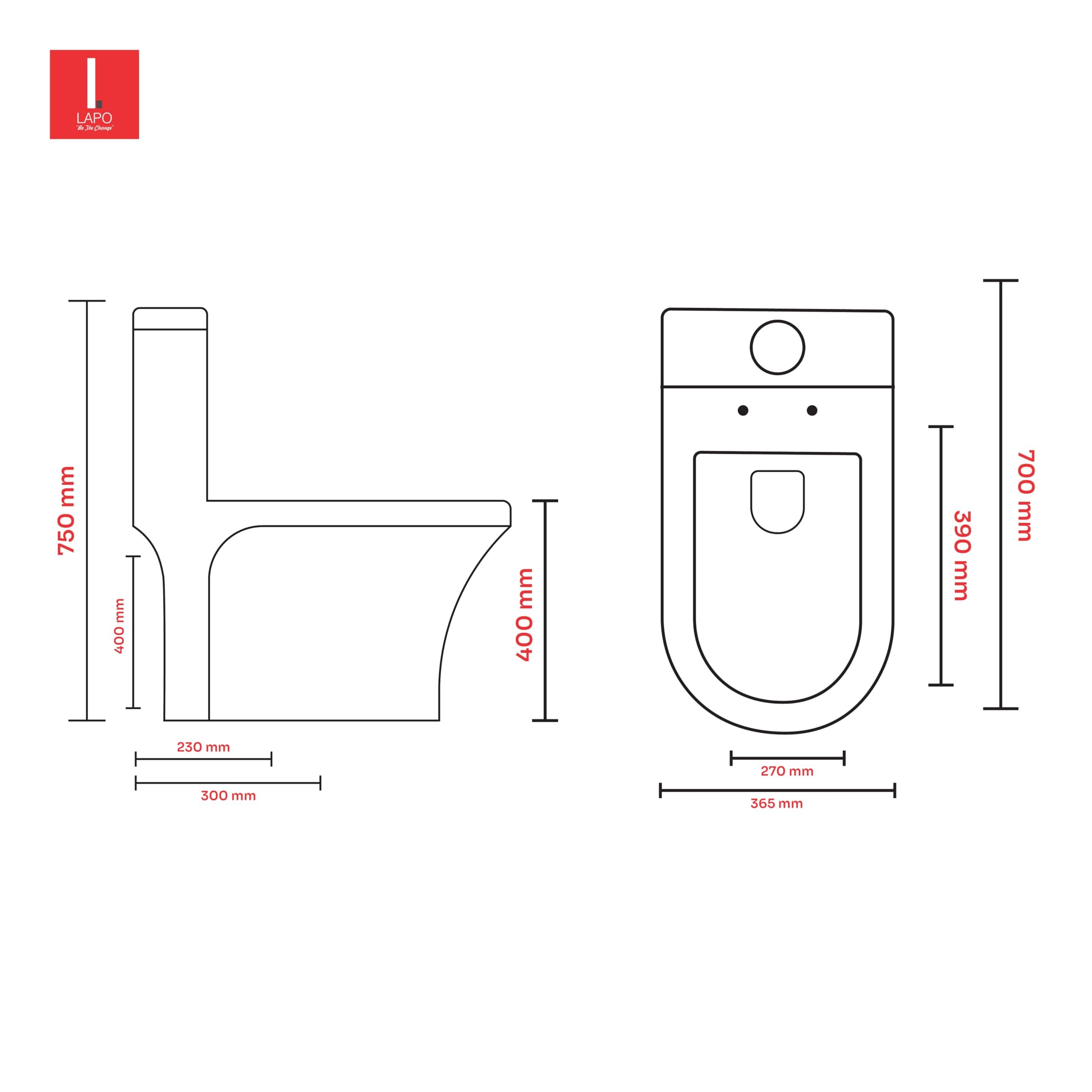 LAPO Ceramic European Toilet/Commode with Dual Flush Systems | Soft Close Toilet Seat | Floor Mounted | Water Saving | S Trap Outlet Clog Preventing Design | 10 Year Guarantee (White-9 Inch) – COC