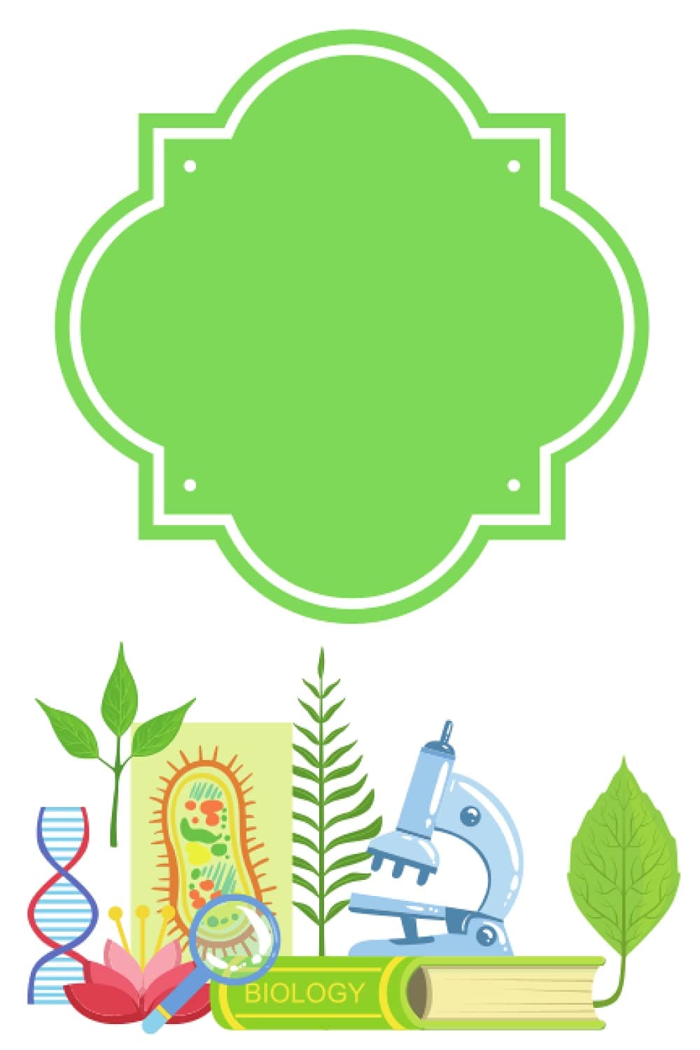 'Biology' Design Blank Exercise Book - Name Tag Front Cover - Lined Lesson Pages, 120 Pages - Learning Educational Resource Materials