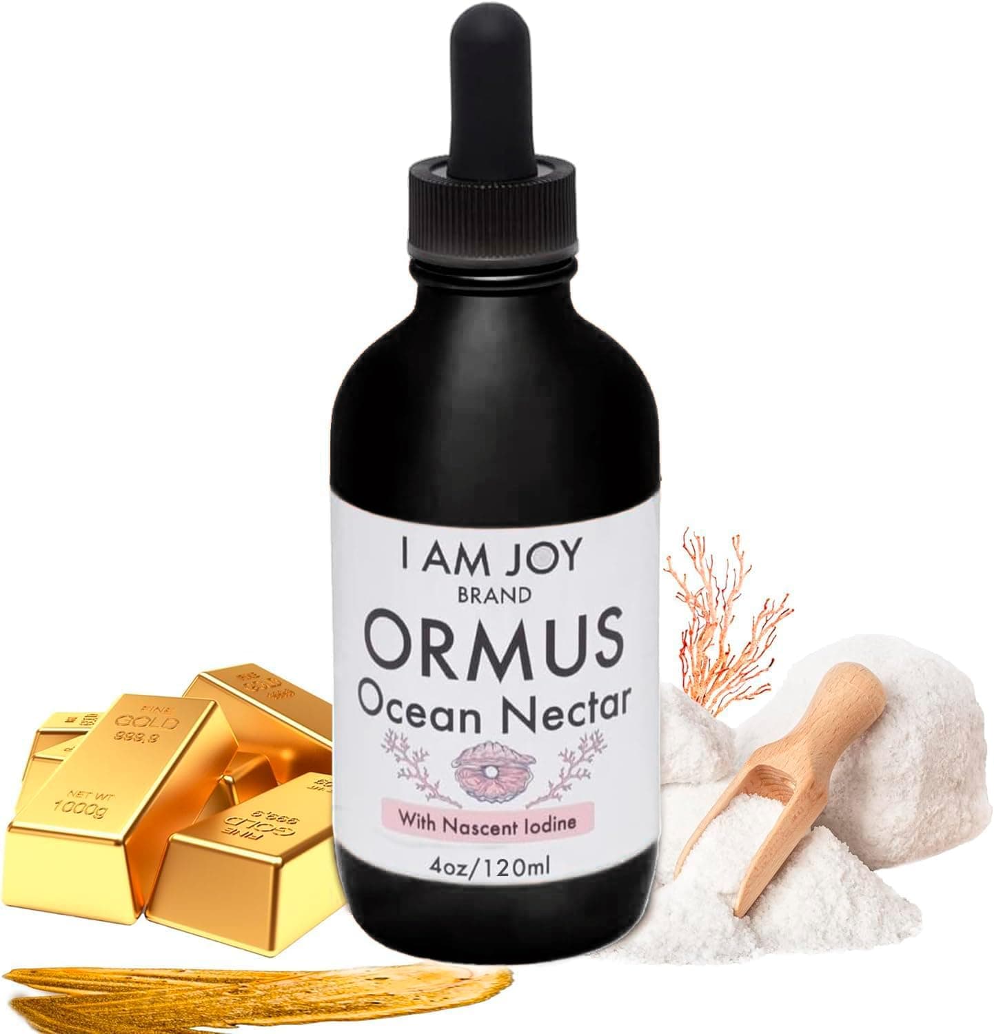 Ormus Ocean Nectar Monoatomic Gold with Iodine Designed to Decalcify the Pineal Gland, Support Thyroid and Increase Feelings of Alertness, Clarity of Thought and Energy 4oz