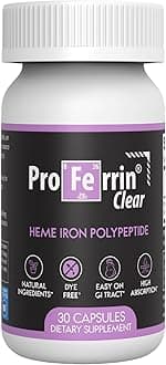 Clear 30ct | US Made heme Iron for high Absorption, Easy on GI Tract | Natural, NSF Certified, dye Free