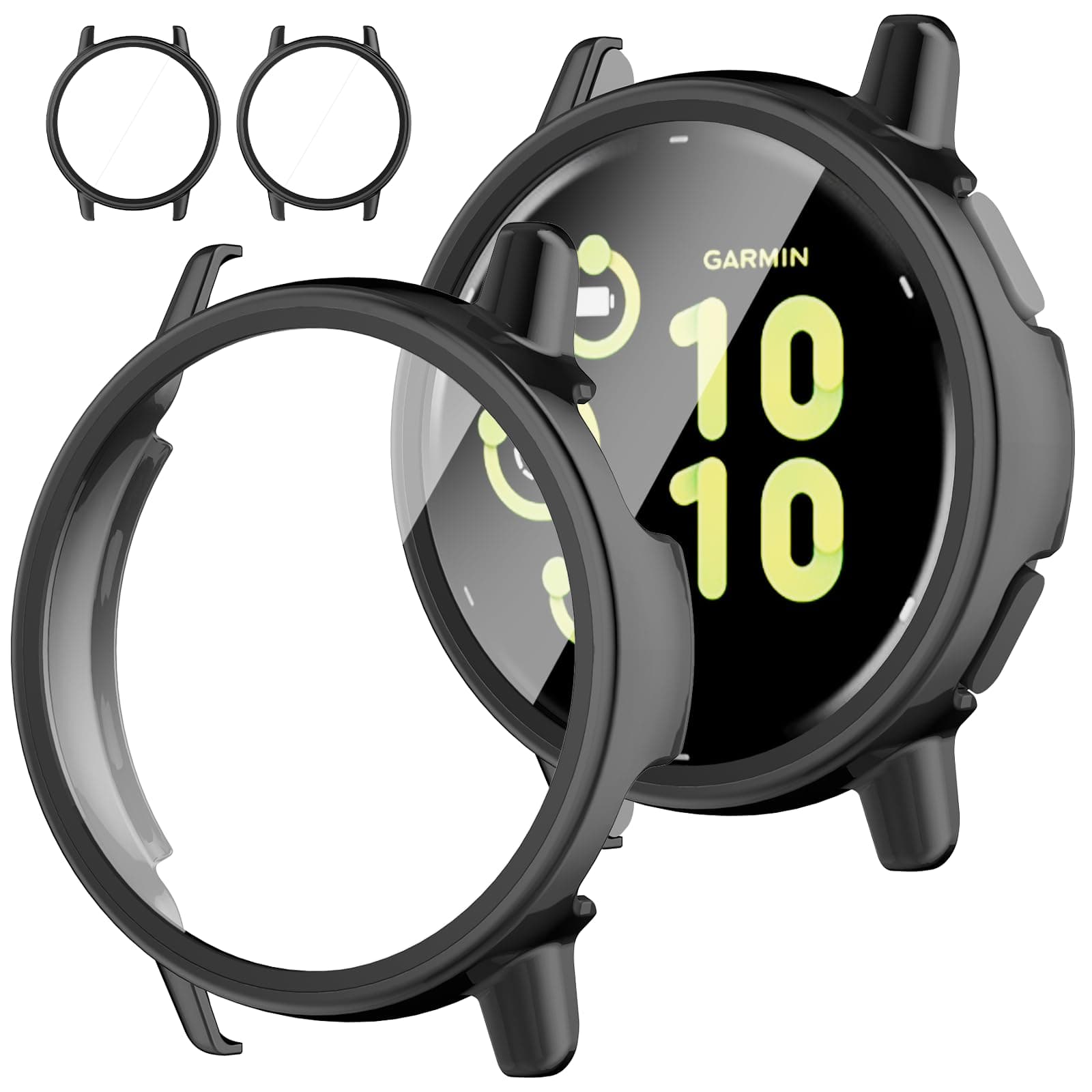 Rc-Z Screen Protector Case for Garmin vívoactive 5, [2-Pack] Hard PC Bumper Full Face Cover Replacement Accessories for Garmin Active 5/Vivoactive 5, Black