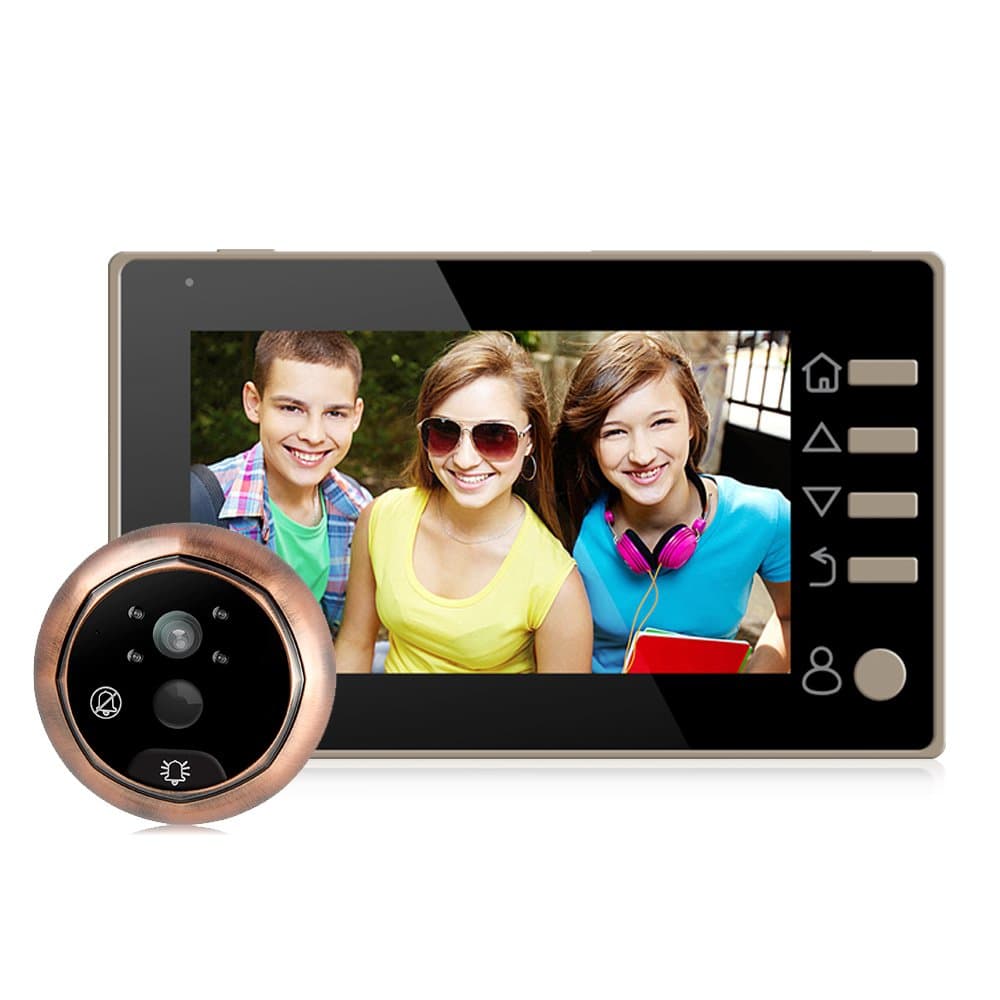 MobileFDL® 4.3 Inch LCD Digital Video Peephole Door Camera Viewer Smart Monitor with Movement Motion Detect Door Video Intercom night vision Doorbell for Home Security ( Golden)