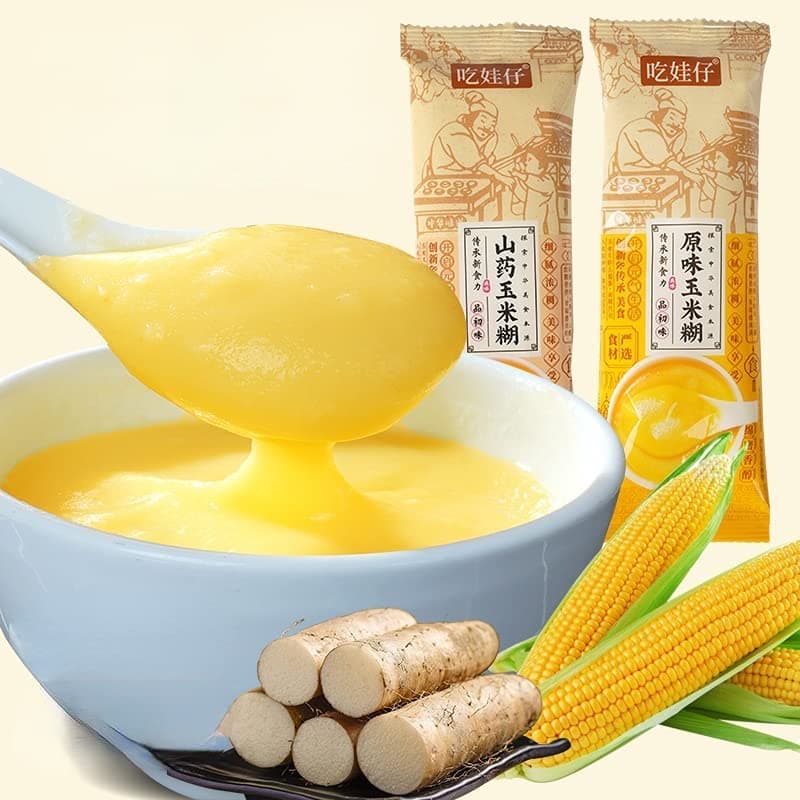Chinese yam kudzu root and corn paste,healthy and nutritious breakfast porridge,delicious convenient substitute meal,instant drink and small bag of corn soup,Light diet chinese snacks (2 pack)