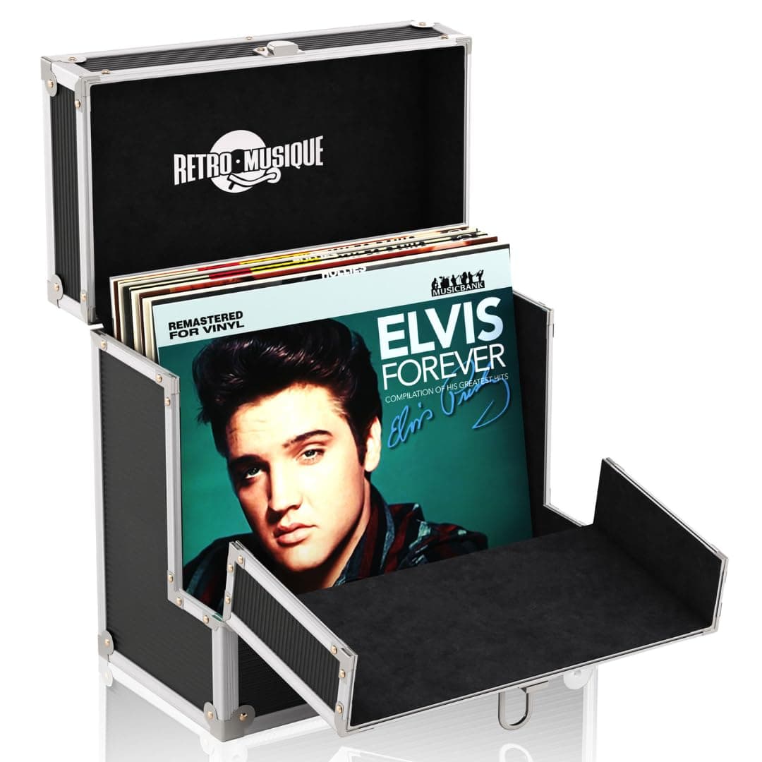 12 Inch Vinyl Record Storage with 40 12" Outer Sleeves | Vinyl Storage Box with Unique Front Flap Opening | LP Storage Boxes Holds up to 40 LP's | Record Box Perfect for Your Vinyls