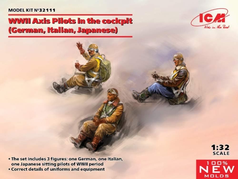 ICM 1/32 Axis Armed Forces Seated Pilot (Germany, Italy, Japan) Plastic Model 32111