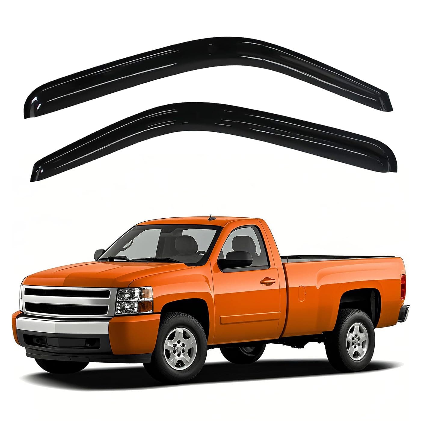 Deal 2-Piece Front Door Vent Smoke Visor, Side Window Sun Rain Guard with Outside Mount Tape-On Type, Compatible Withs 99-06 Silverado/Sierra, 07 Silverado/Sierra Classic Body Only