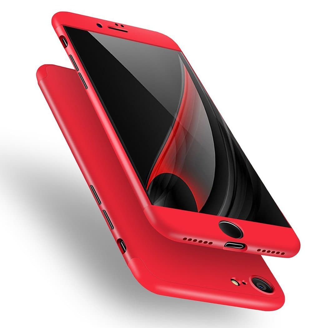 Samhe for iPhone 8 Case, 3 in 1 Ultra-Thin Shockproof Hard Cover 360 Degree Protection for Apple iPhone 8 (red)