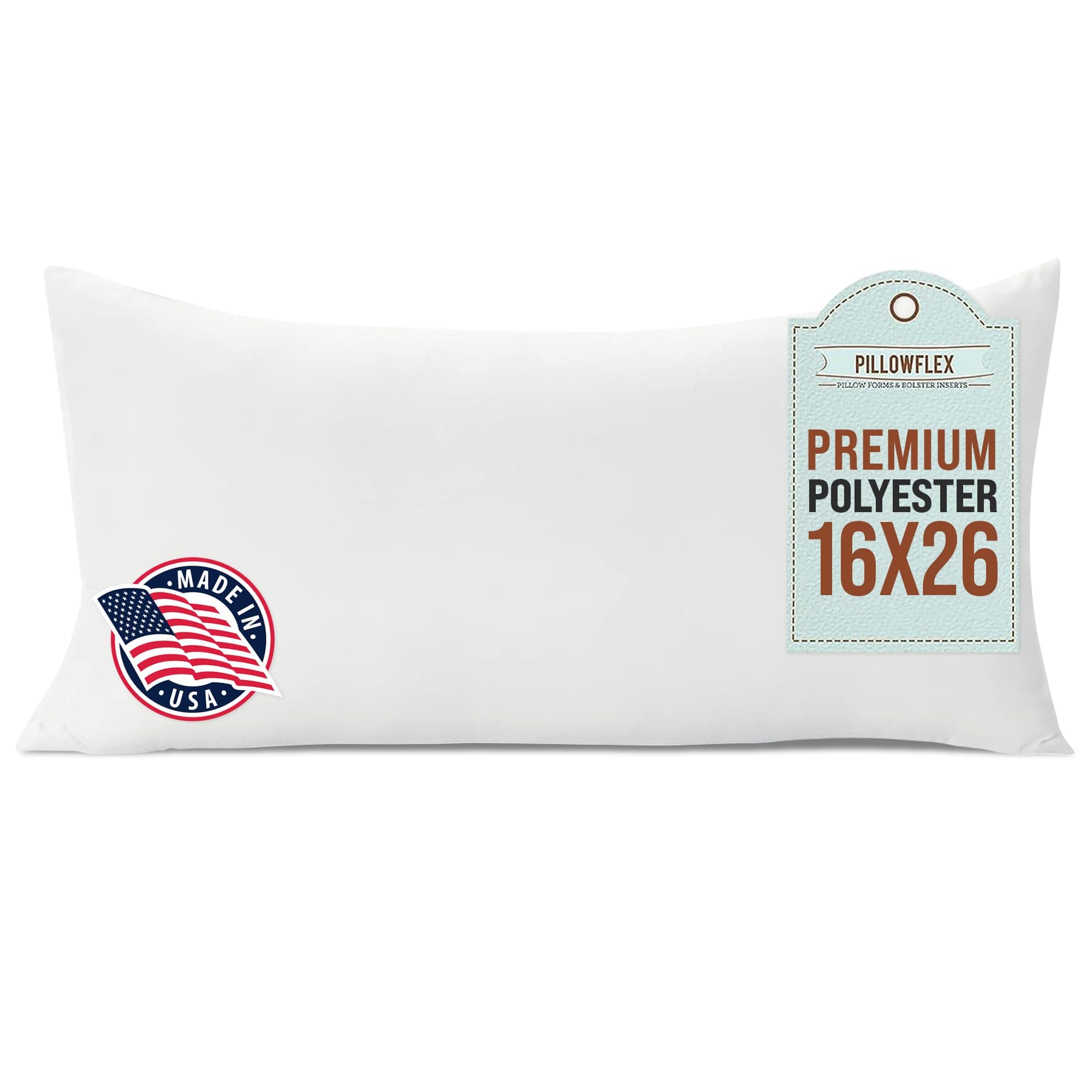 Pillowflex Polyester Filled Machine Washable 40cm x 65cm 16 X 26 - Inch Pillow Form Insert