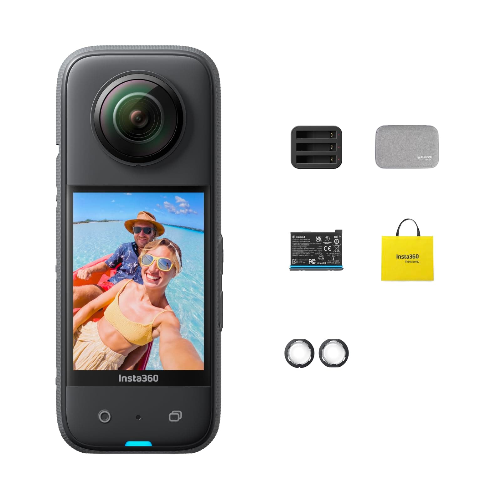 Insta360 X3 | 360 Degree Panoramic Camera New 1/2-Inch 48MP Sensor IPX8 Waterproof 5.7K 360 Degree Video 72MP 360 Degree Photos Shake Reduction Active HDR 4K First-Person View 60fps Selfie 360 Degree