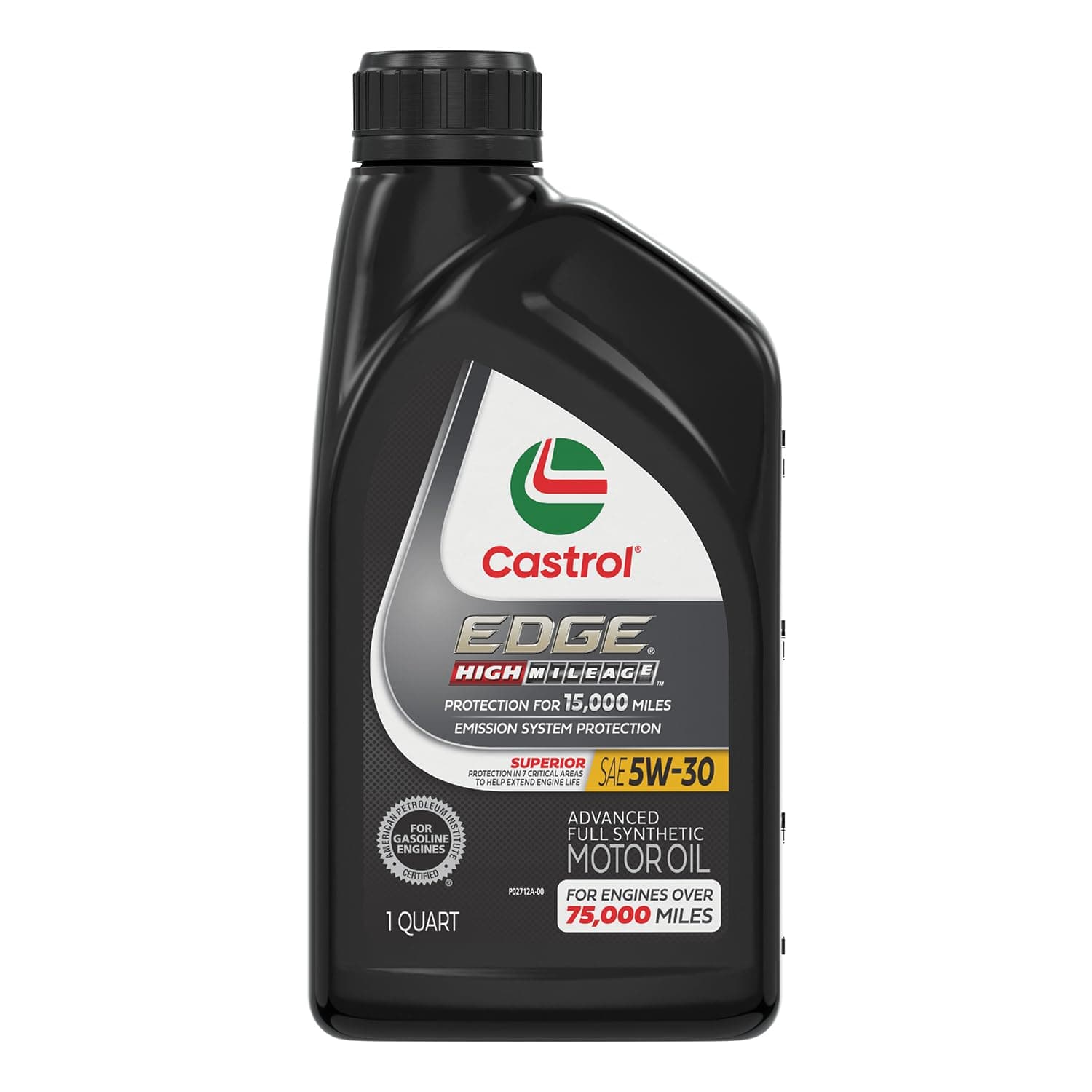 Castrol 06128 Edge High Mileage Black ILSAC GF-5, API SN, ACEA A1/A5, ACEA B1/B5 5W30 Synthetic Motor Oil, 1 Quart