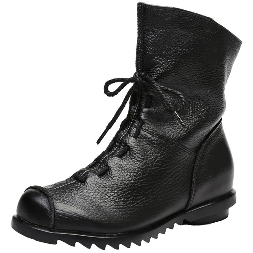 Women's Leather Casual Soft Flat Boots