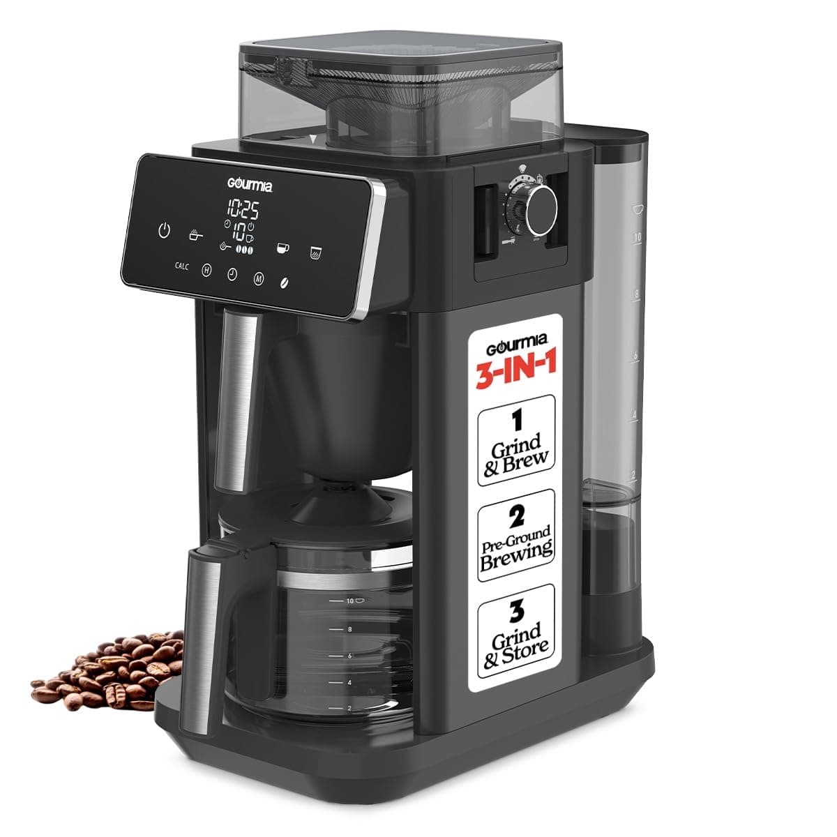 10 Cup Grind & Brew Coffee Maker - Built-In Burr Grinder, 3 Brew Strengths, Programmable Digital Display, Pause & Serve, Keep Warm, Auto Shut Off, Black