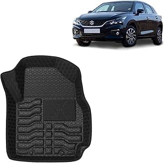 Kingsway 4.5D Car Floor Foot Mats Compatible with Maruti Suzuki Baleno (Year 2022 Onwards), Top-Notch PVC Material, Washable, Black Color, Complete Set of 3 Pieces