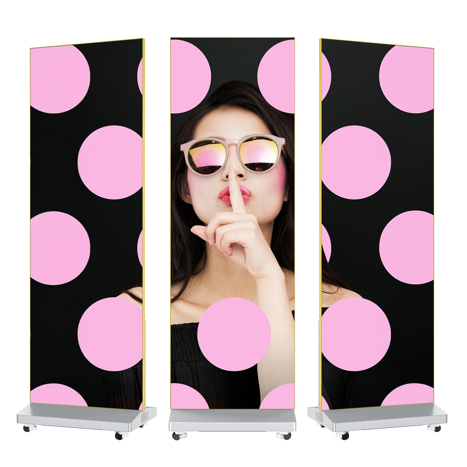 MWE 80" P1.86 Spliceable LED Screen with Flight Case, Foldable LED Digital Signage Advertising Displays Kiosk with Publishing System, Portable Digital Poster for Events and Rentals (2 Panels), Silver