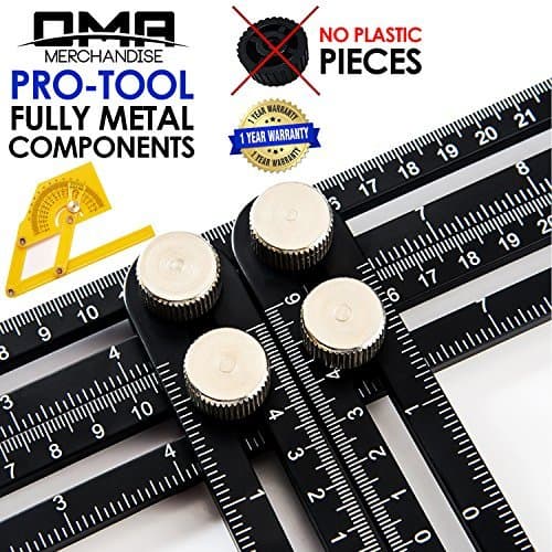 Universal Multi-Angle Measuring Ruler - ANY-ANGLE Template Tool Set - Upgraded Professional Aluminum Alloy Multi-Angle Template Tool - FULL-METAL Angularizer - Multi Functional Angle Ruler - (Black)