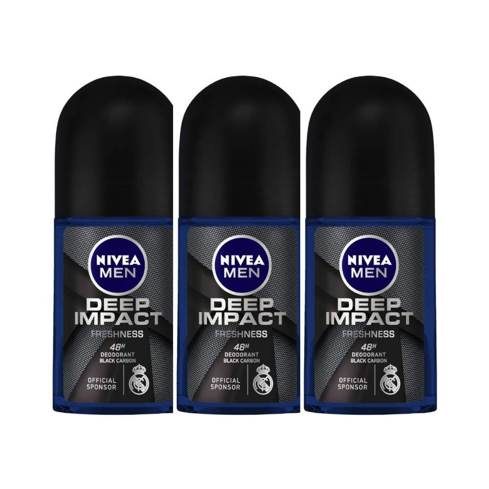 MEN Deep Impact Freshness Deodorant Roll-On, for Men, 50ml (Pack of 3)