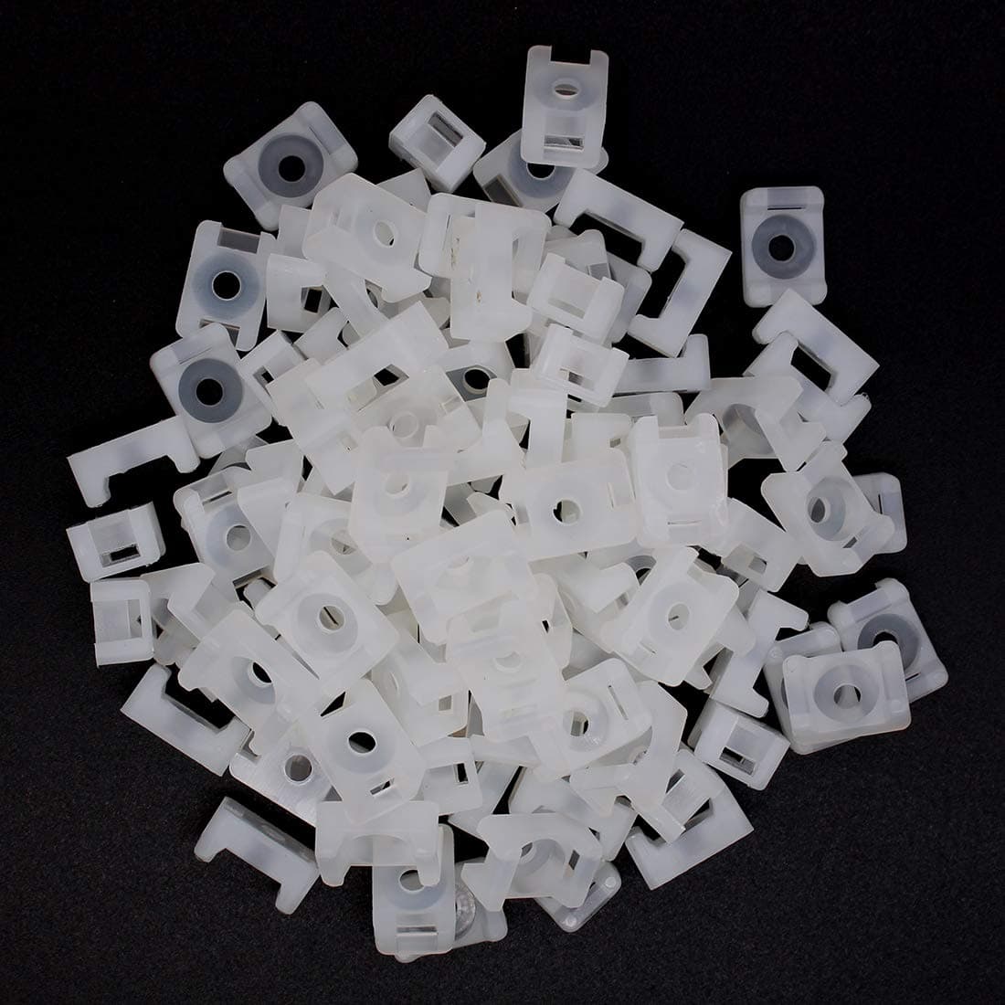 100Pcs 4.5mm Cable Tie Mount Saddle Set, 0.6in Width Saddle Cable Mounts, Plastic Cable Tie Saddle Base, White Cable Tie Mounts Base for Wire Management, Cord Organization
