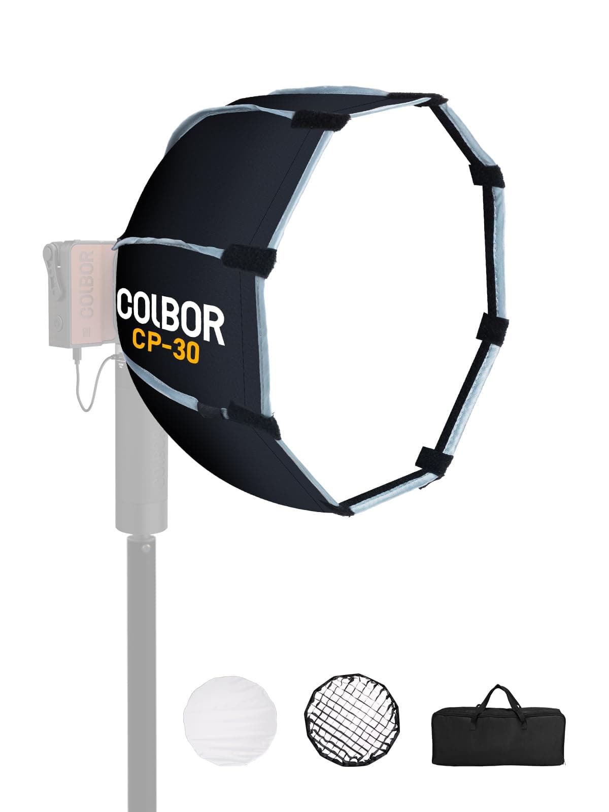 Parabolic Softbox, COLBOR CP25 25cm Quick Set up Quick Release Parabolic Softbox with Diffusers Honeycomb Grid for COLBOR W60/W60R/W100 Series Video Light