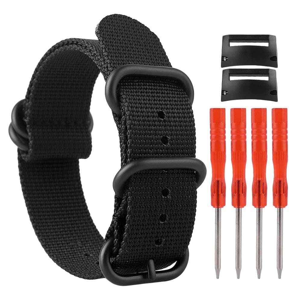 Timelee Nylon Strap Watch Band Replacement Watch Strap Black for D4 D4i Dive Computer Watch with Pin Removal Tools and Connectors