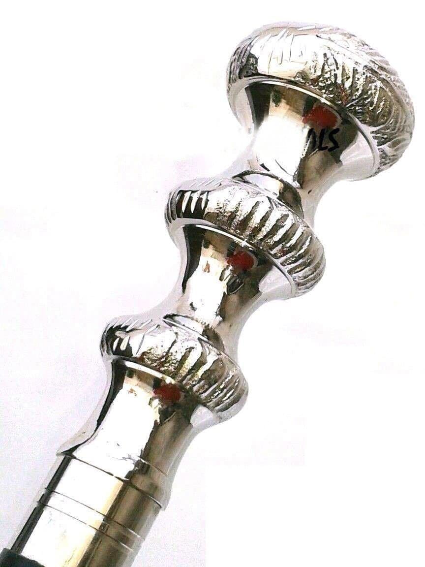 Max Engineering EnterprisesVintage Handmade Brass Canes with Silver Handle Black Wood Walking Sticks-B