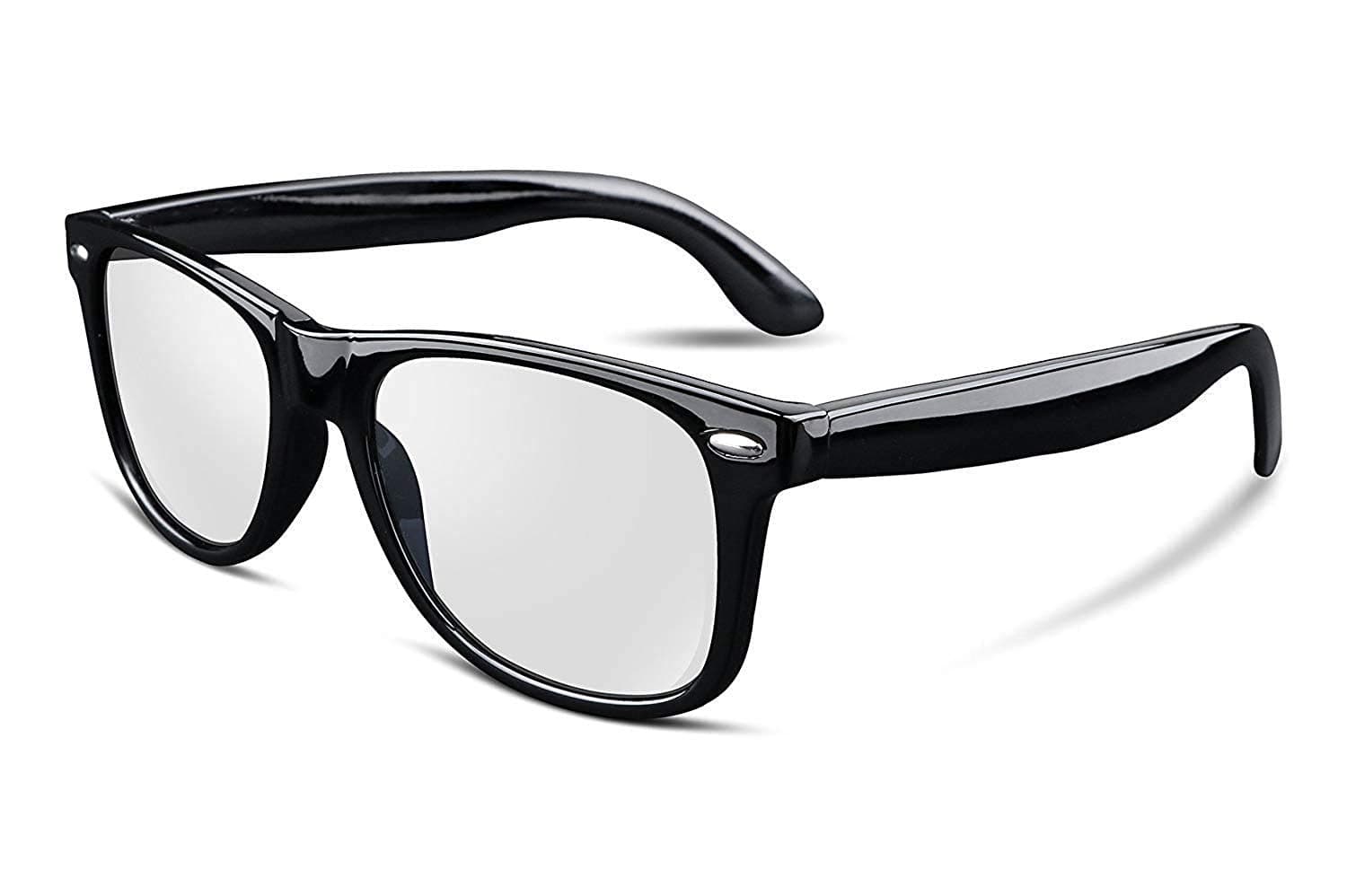 Fairydot BlueCut and UV PROTECTED Zero Power Wayfarer Spectacles Frame with Blue Ray Cut Block Anti glare Glasses for Eye Protection from Computer Tablet Laptop Mobile Eyeglasses (UNISEX) (Big)