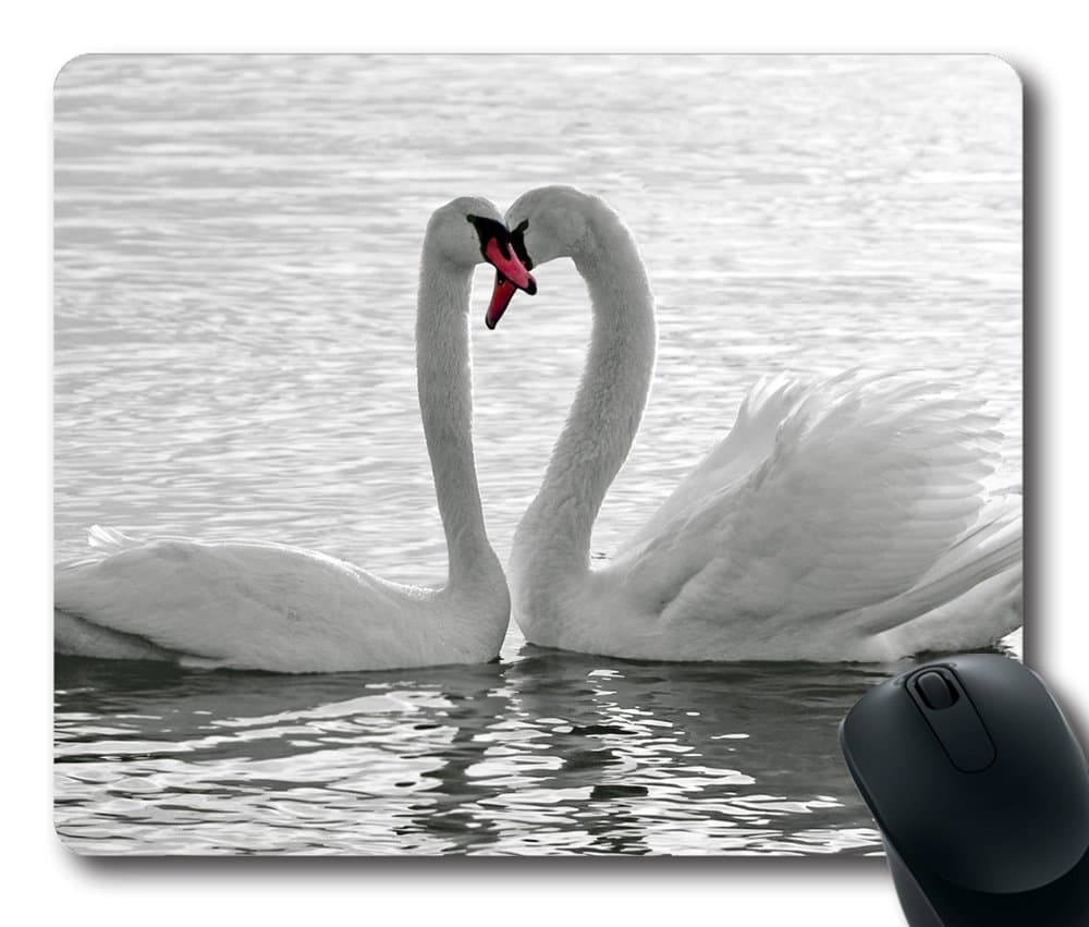 White Swans 2 Mouse Pad - Natural Eco Rubber / Durable Office Accessory / Laptop Mouse pad and Pc Desktop mouse pad / Gifts For Gaming mouse pads / Support Wired Wireless or Bluetooth Mouse and Gaming Mouse