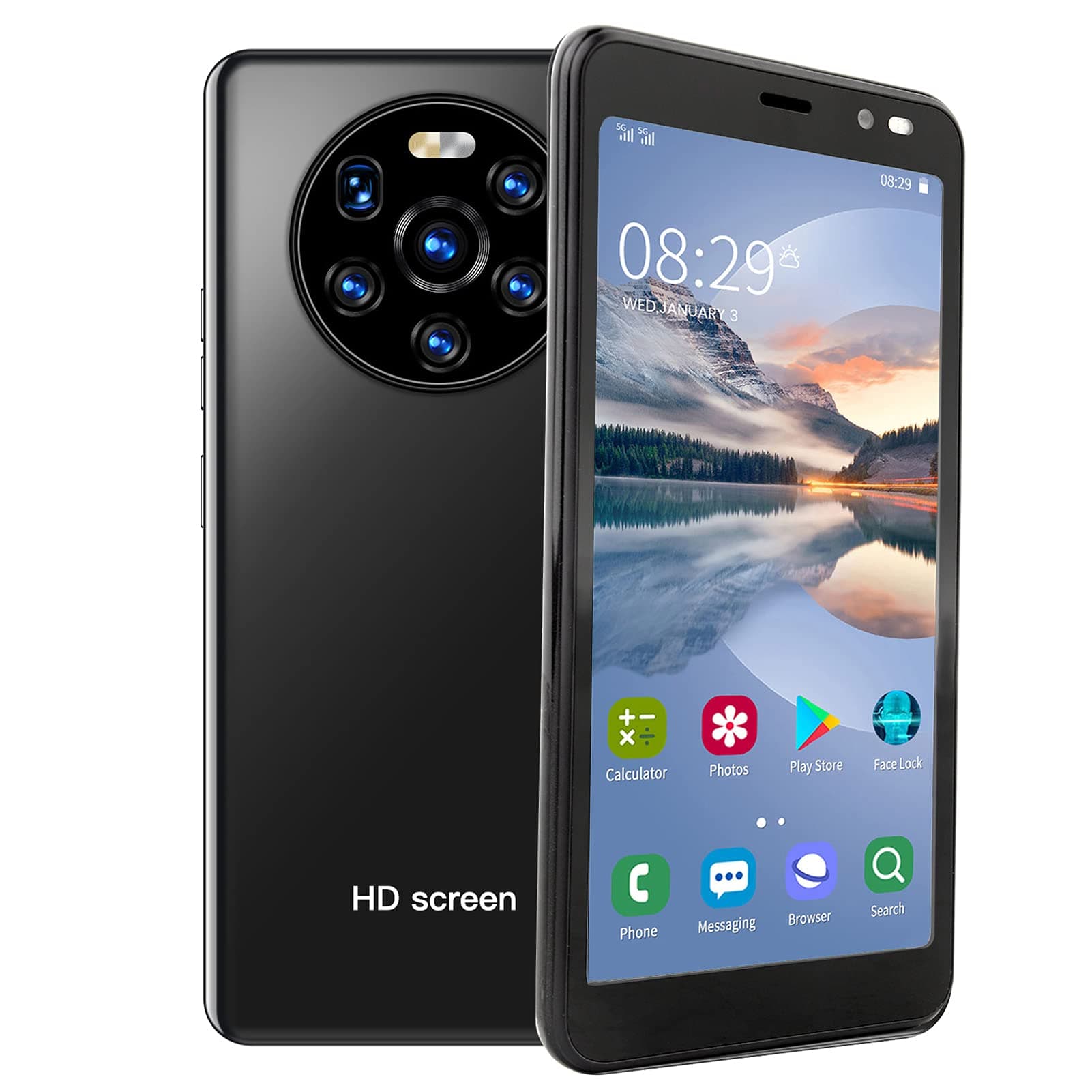 Mate40 Pro Unlocked SmartPhone, 5.45" HD Full Screen 3G Cell Phones with Dual-Core CPU Dual SIM Card Front Rear Dual Cameras Support Face Recognition 128GB Expandable Storage,for 6.0 Operating System