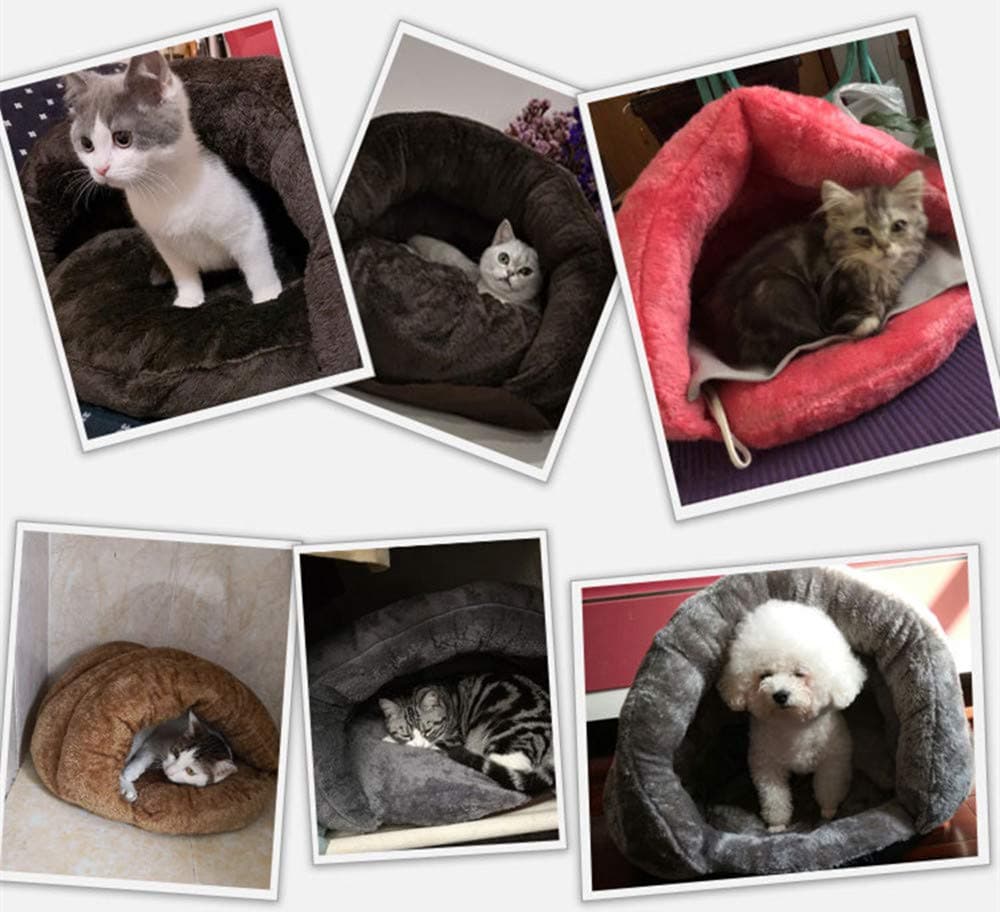 Soft Indoor Pet Bed Sofa 2 in 1 Large Pet Nest Portable Cat Puppy Sleeping Bag Bed Car Cave Half Covered Slipper Shape Cave House Thermal Warmer Winter Cozy Hut