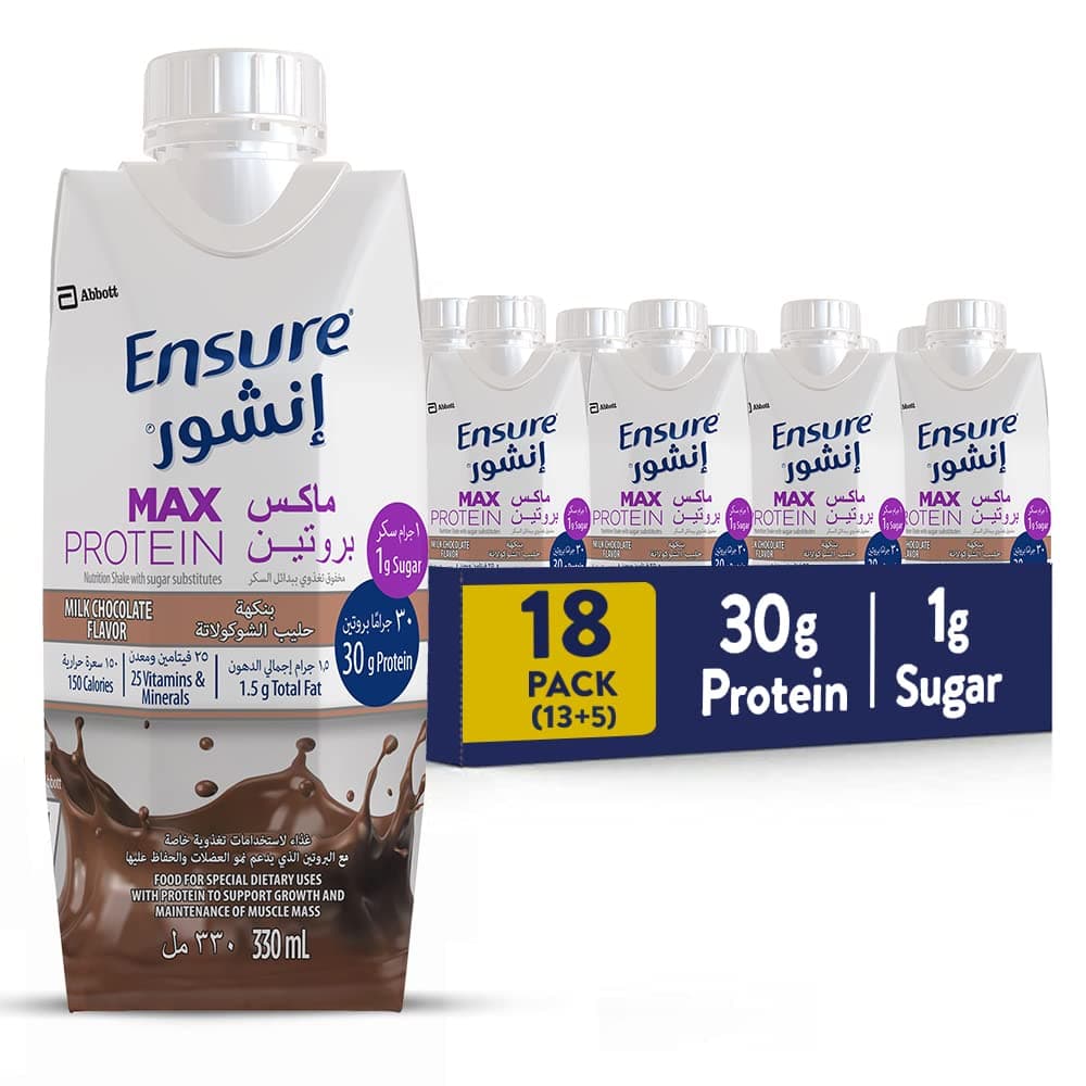 Ensure Max Protein Nutritional Shake Milk Chocolate, 18 x 330 ml (Pack of 18)