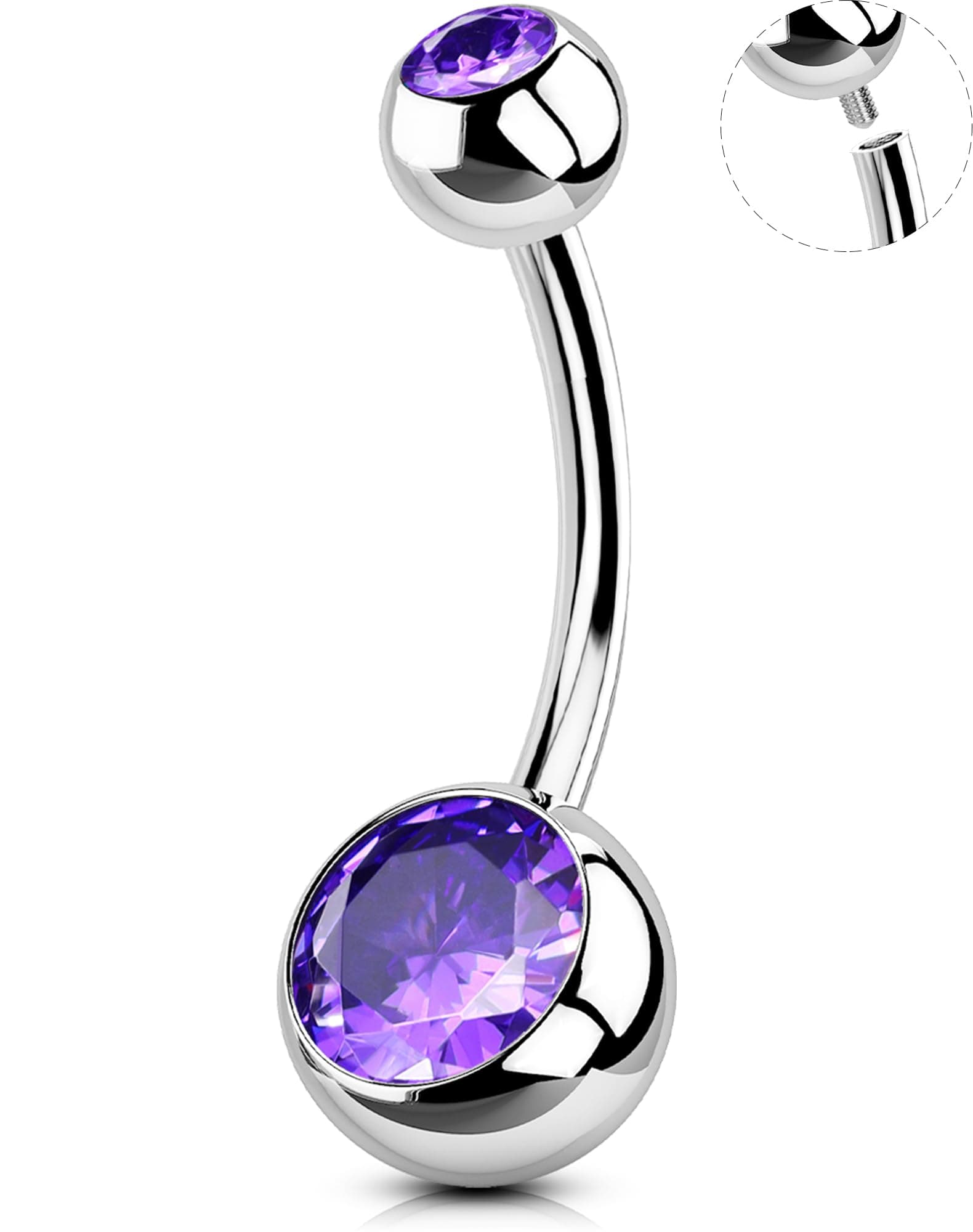 OUFER Belly Button Rings Surgical Stee, Internally Threaded Belly Rings, 14G Belly Piercing Jewelry, Belly Button Rings, Navel Piercing Jewelry For Women Men