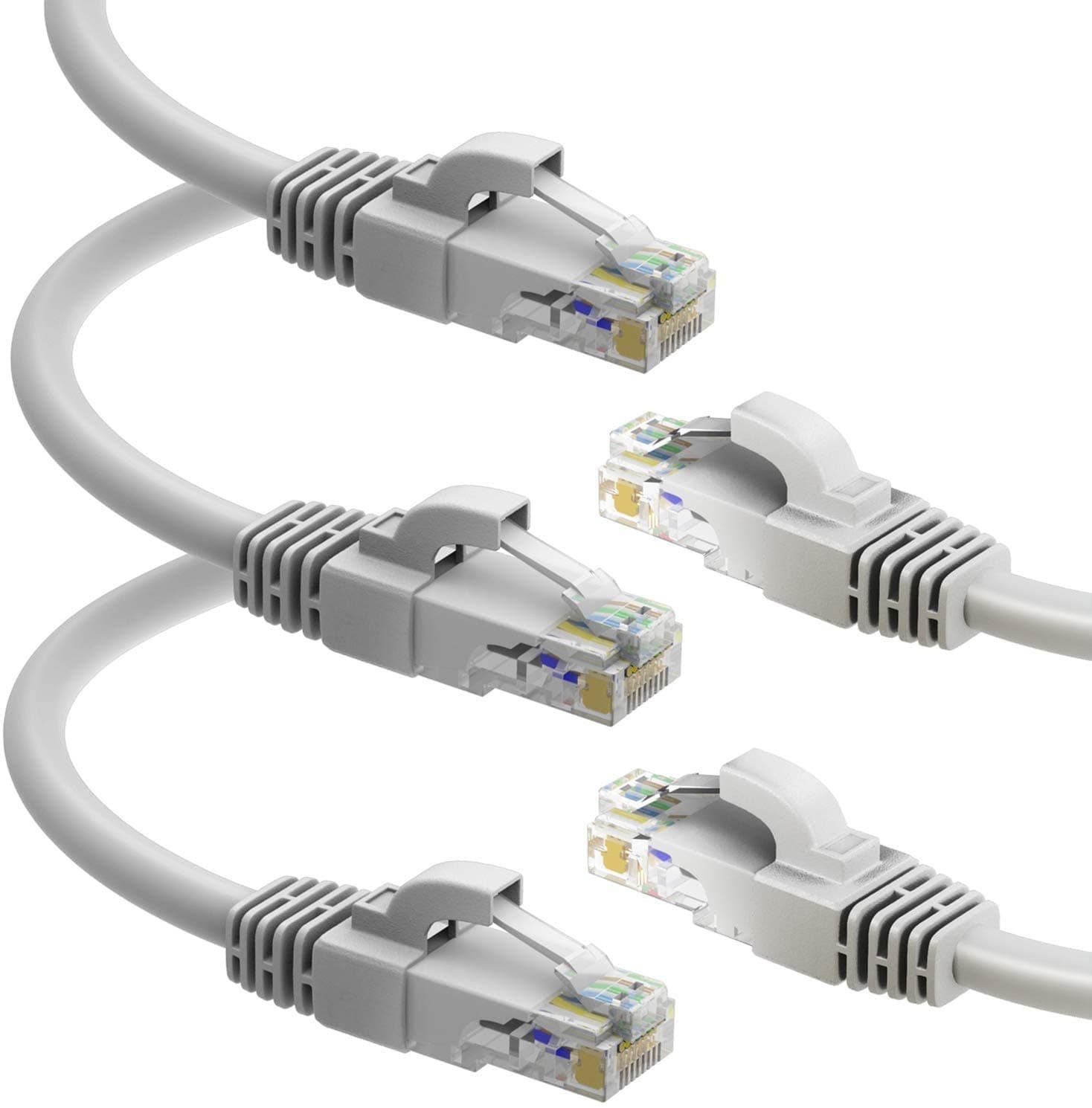 5 Pack Snagless 0.5M Short 1.6ft Cat 6 Grey UTP Ethernet Patch Cable High Speed, Network Cable, Internet RJ45 Network LAN Cord Compatible with Smart TV Switch Router WiFi Extender Patch Panel (Grey)