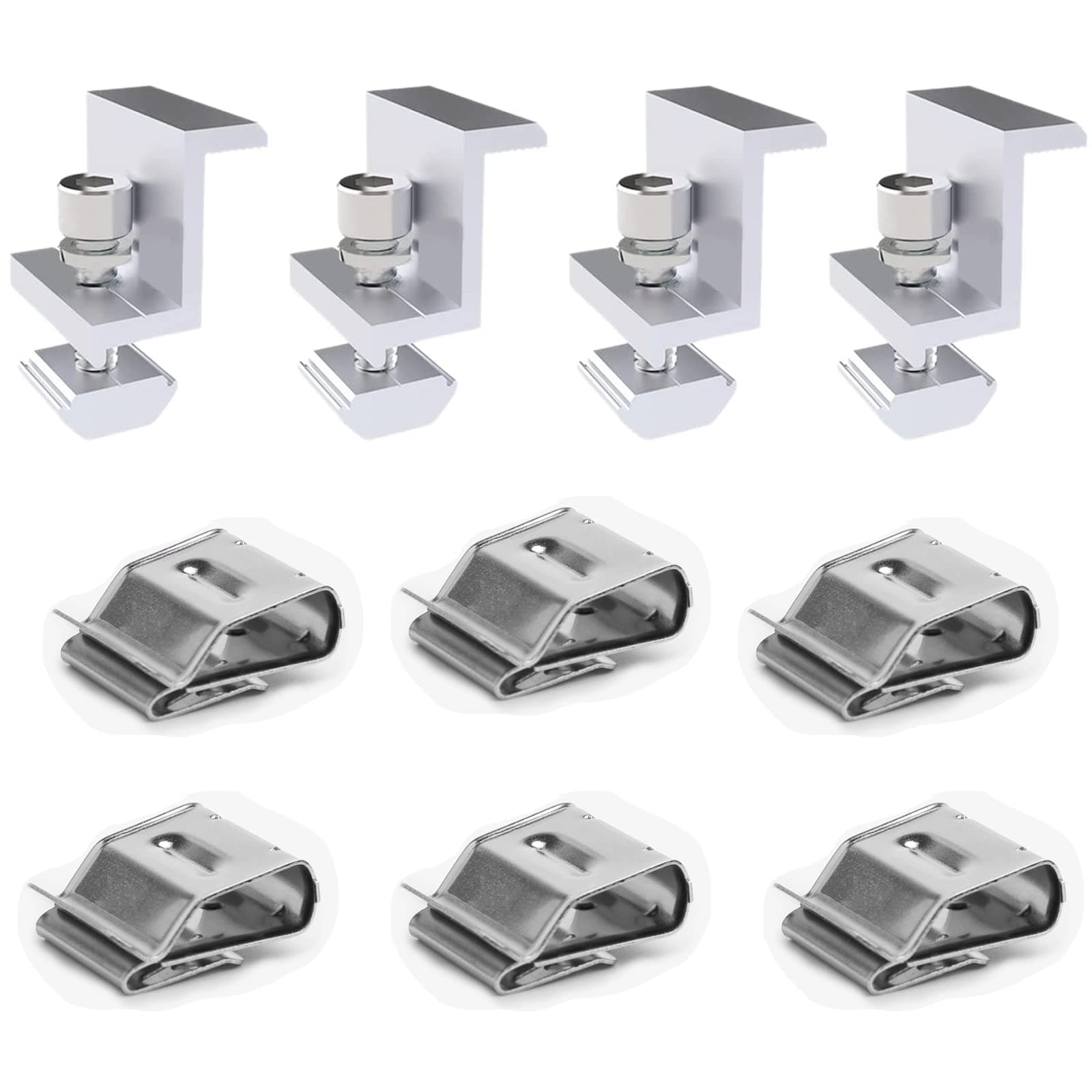 4 Pcs Solar Panel Mounting Z Brackets & 6 Pcs Solar Cable Clips, Adjustable Solar Module Bracket Clamp Holder, PV Photovoltaic Mounting Bracket for Motorhomes,Boats,Roof (35mm)