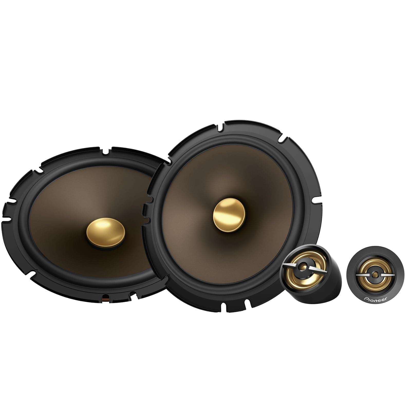 A-Series MAX TS-A653CH, 2-Way Component Car Audio Speakers, Full Range, Clear Sound Quality, Easy Installation and Enhanced Bass Response, Full Gold Colored 6.5” Round Speakers
