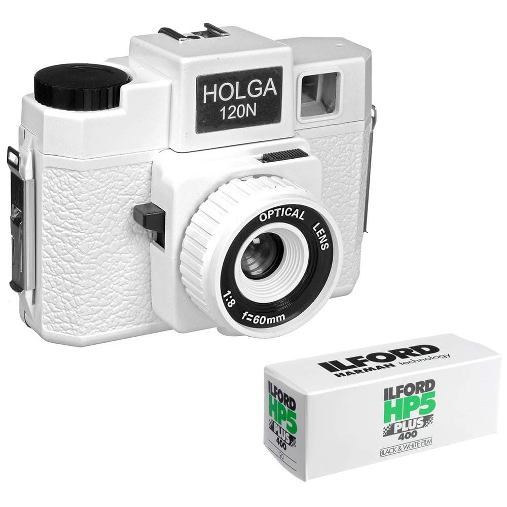 173-120 Holgawood 120N Medium Format Camera (Casablanco) Bundle with Black & White Negative Film (120 Roll Film)