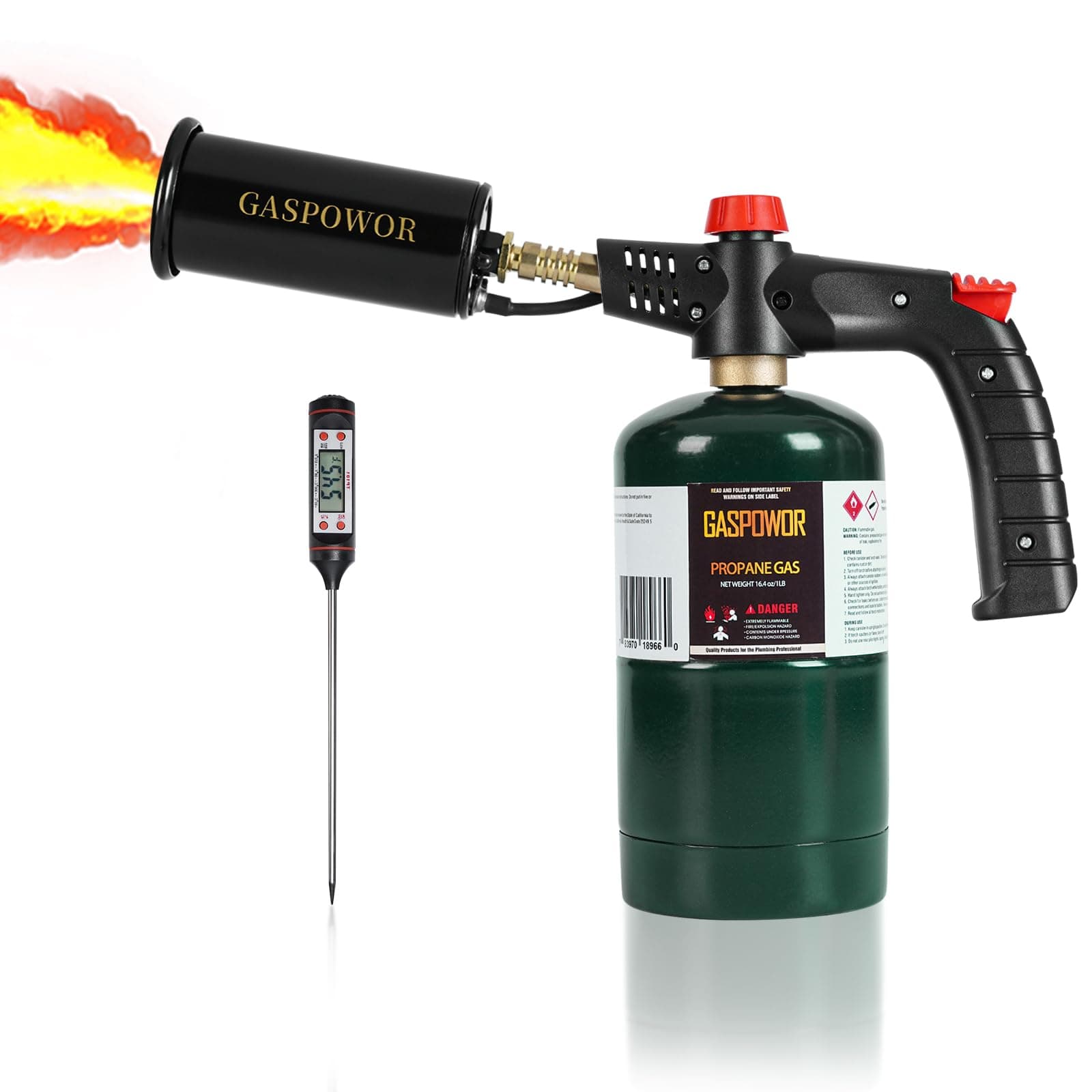 Grill Torch Charcoal Torch Lighter, Campfire Starter,Sous Vide,Kitchen torch,Grill & Cooking Propane Torch included a Meat Thermometer Kit for Charcoal Starter, BBQ Searing(Fuel Not Included)