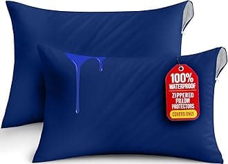 Utopia Bedding Waterproof Pillow Protectors Zippered King Size (2 Pack, Spa Blue), Zippered Pillowcases, Bed Bug Proof Pillow Encasement Covers 20 x 38 Inches