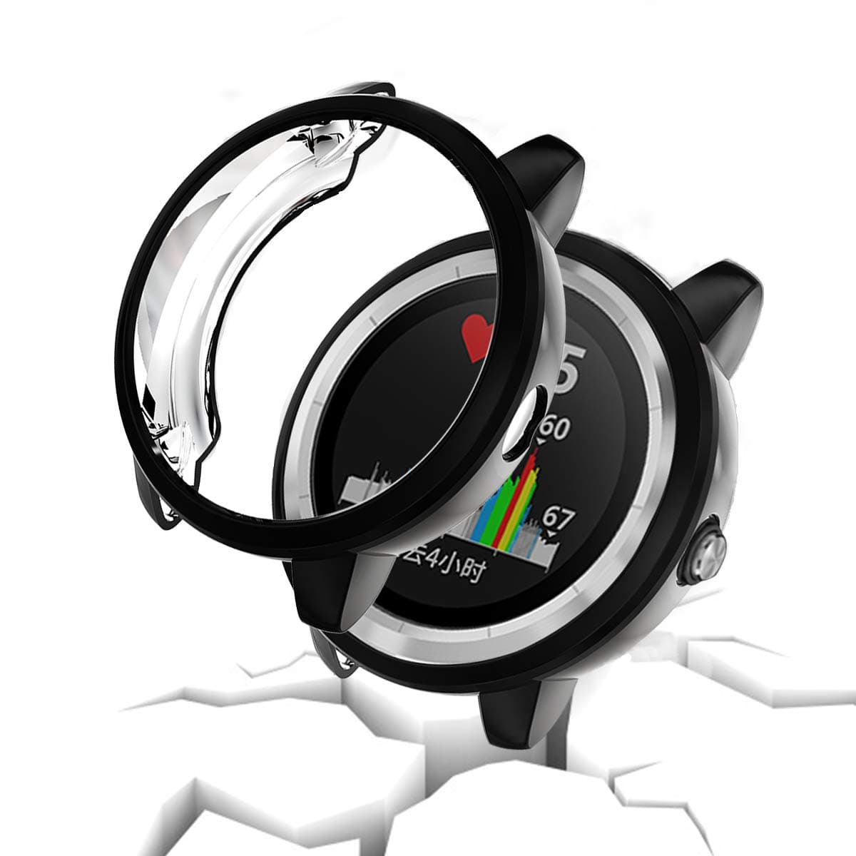 Compatible for Garmin vivoactive 3 Protector Case,JZK Soft TPU Plated Screen Protector Cover All-Around Protective Screen Bumper Shell for Garmin vivoactive 3 Smartwatch Accessories,Black