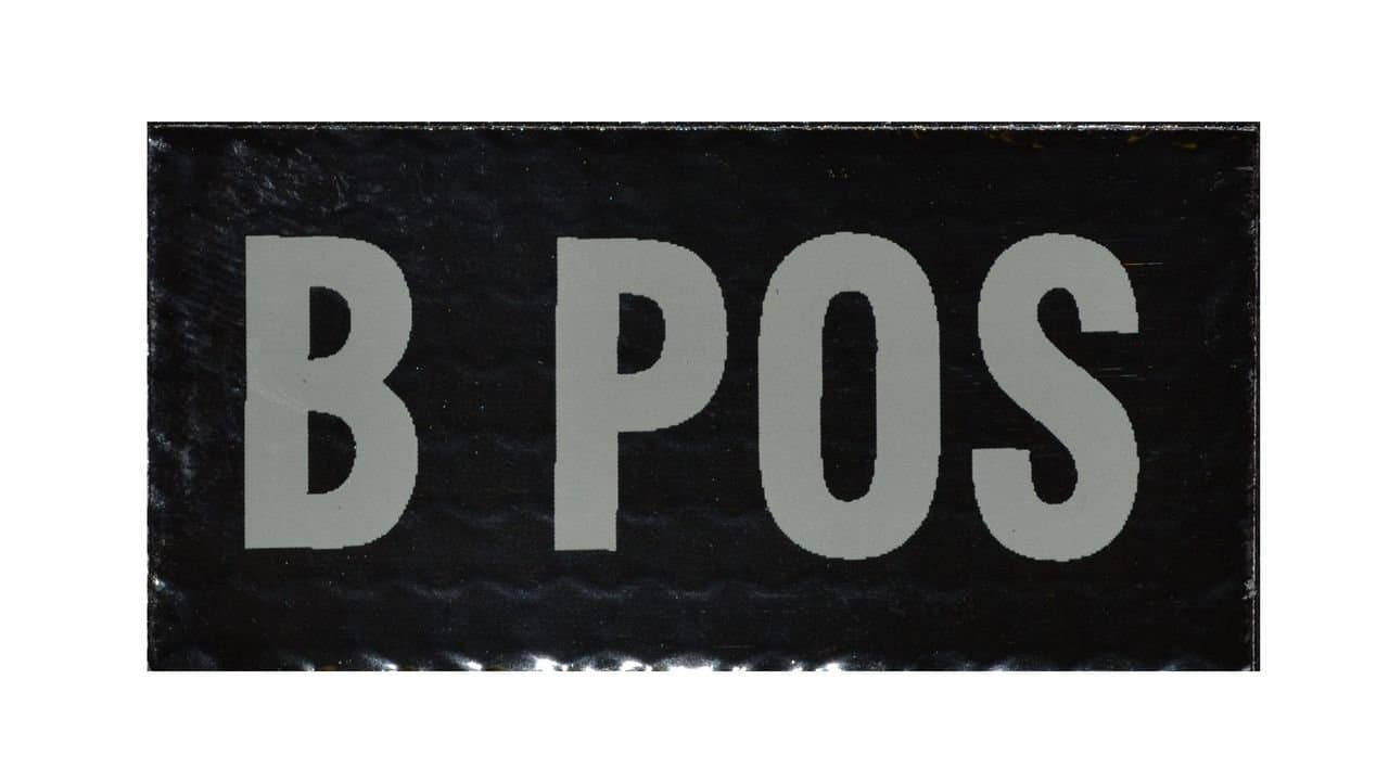 Infrared (IR) Blood Type 1x2in Military Patch / Morale Patch - B Positive