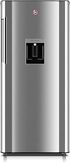 Hoover 195L Single Door Refrigerator With Water dispenser, Curved door design, Chiller Compartment, LED Lighting, Glass Shelves 1 Year Manufacturer Inox Finish – HSD-K195-S