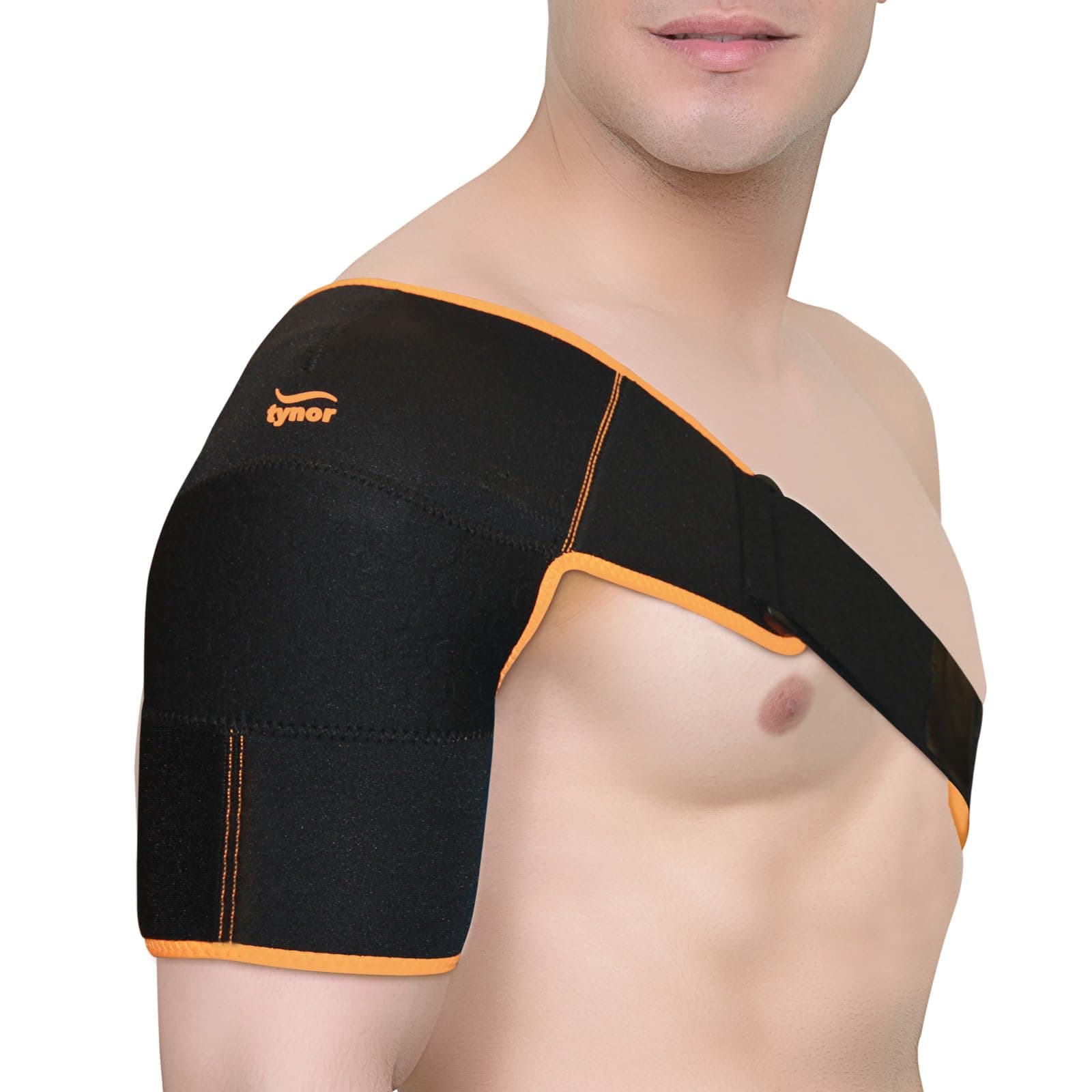 TYNOR Shoulder Brace for Torn Rotator Cuff Shoulder Compression Sleeve Immobilizer Wrap for AC Joint Pain, Dislocation, Stability, Adjustable Shoulder Support Arm Sling Fits Men Women- One Size, Black