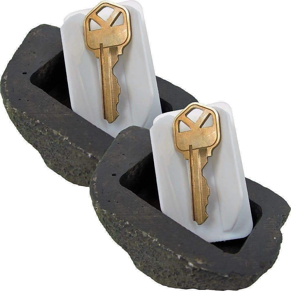 Hide a Key Outside Fake Rock - Looks & Feels like Real Stone - Safe for Outdoor Garden or Yard, Spare Key Storage, Weatherproof Key Holder, Blends with Landscaping by Rampro (2-Pack) (Cover - 2PK)