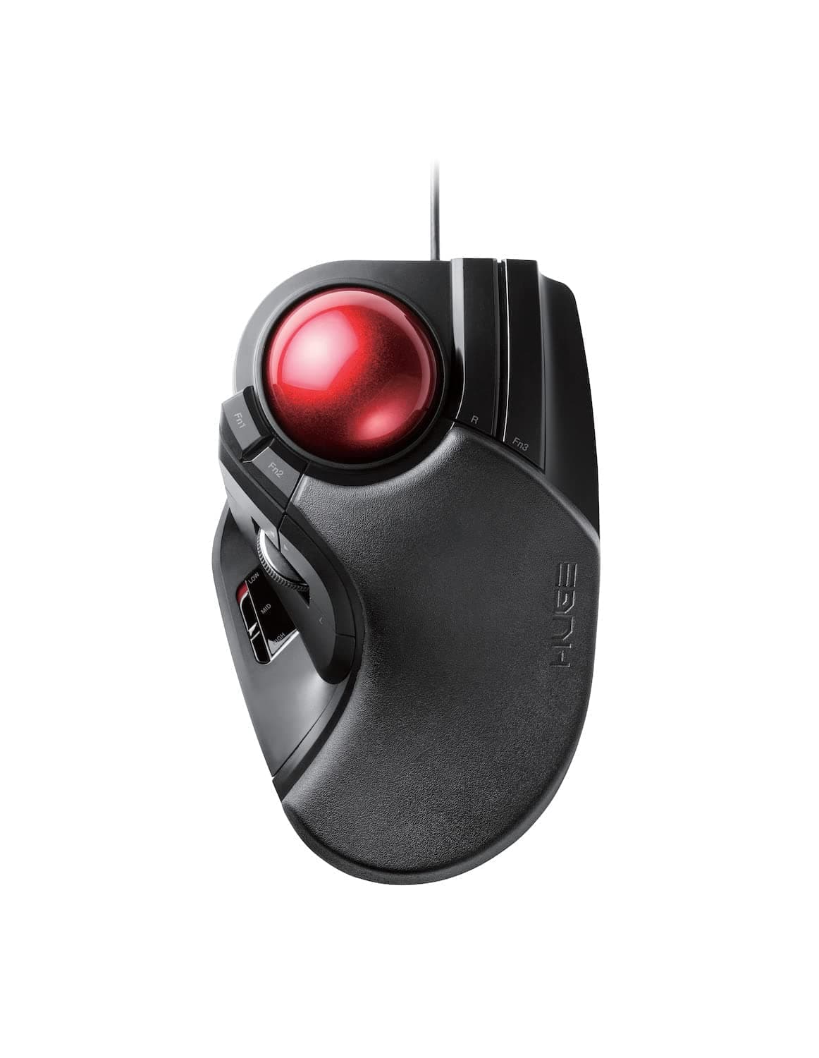 HUGE Trackball Mouse, Wired, Finger-Operated, 8-Button Function, Palm Rest Attached, 52mm Smooth Red Ball Windows11, macOS (M-HT1URBK)