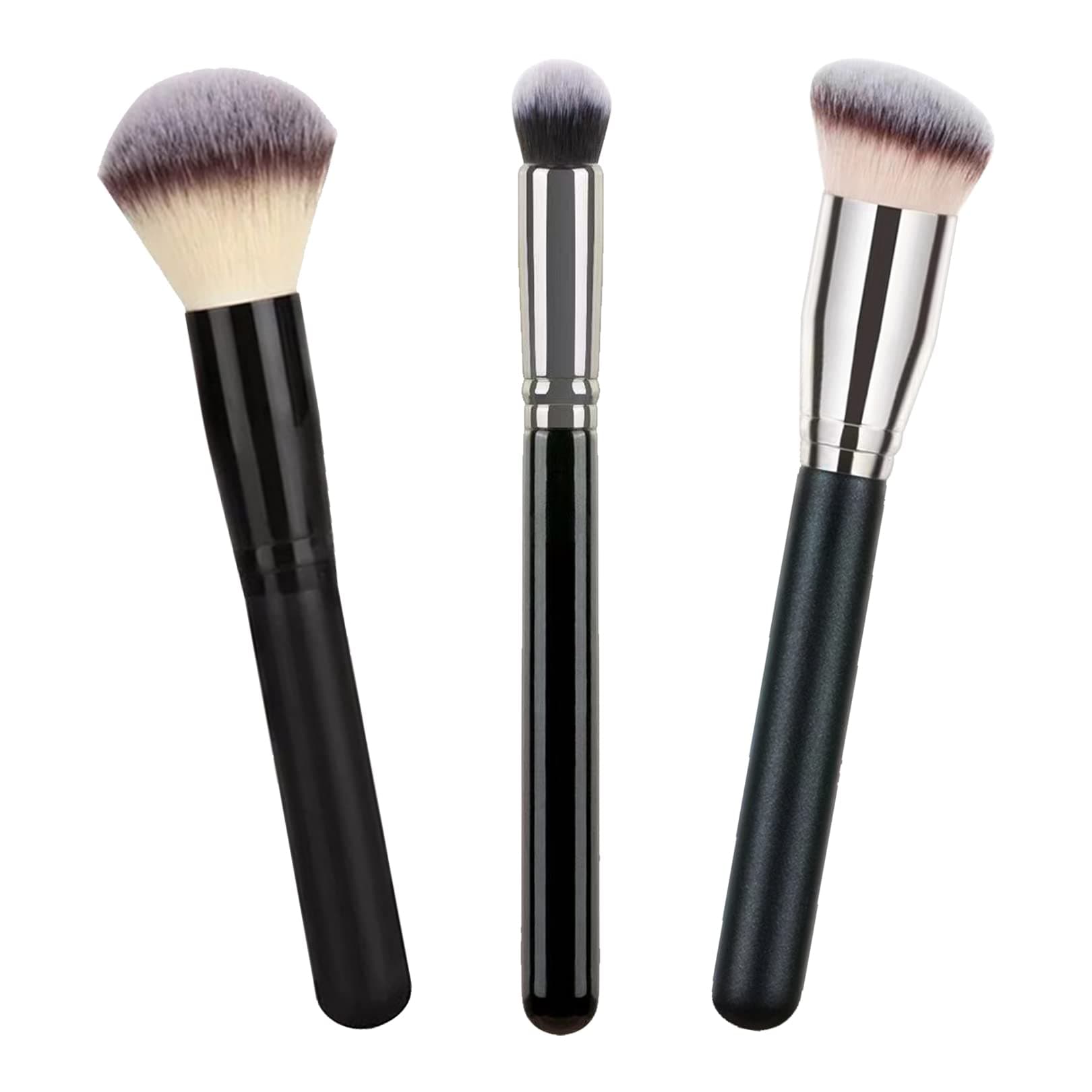 3 Pcs Makeup Brushes for Foundation, Concealer, Blush - Liquid Cream Flawless Powder Brush for Blending, Buffing, Sculpting Cosmetics