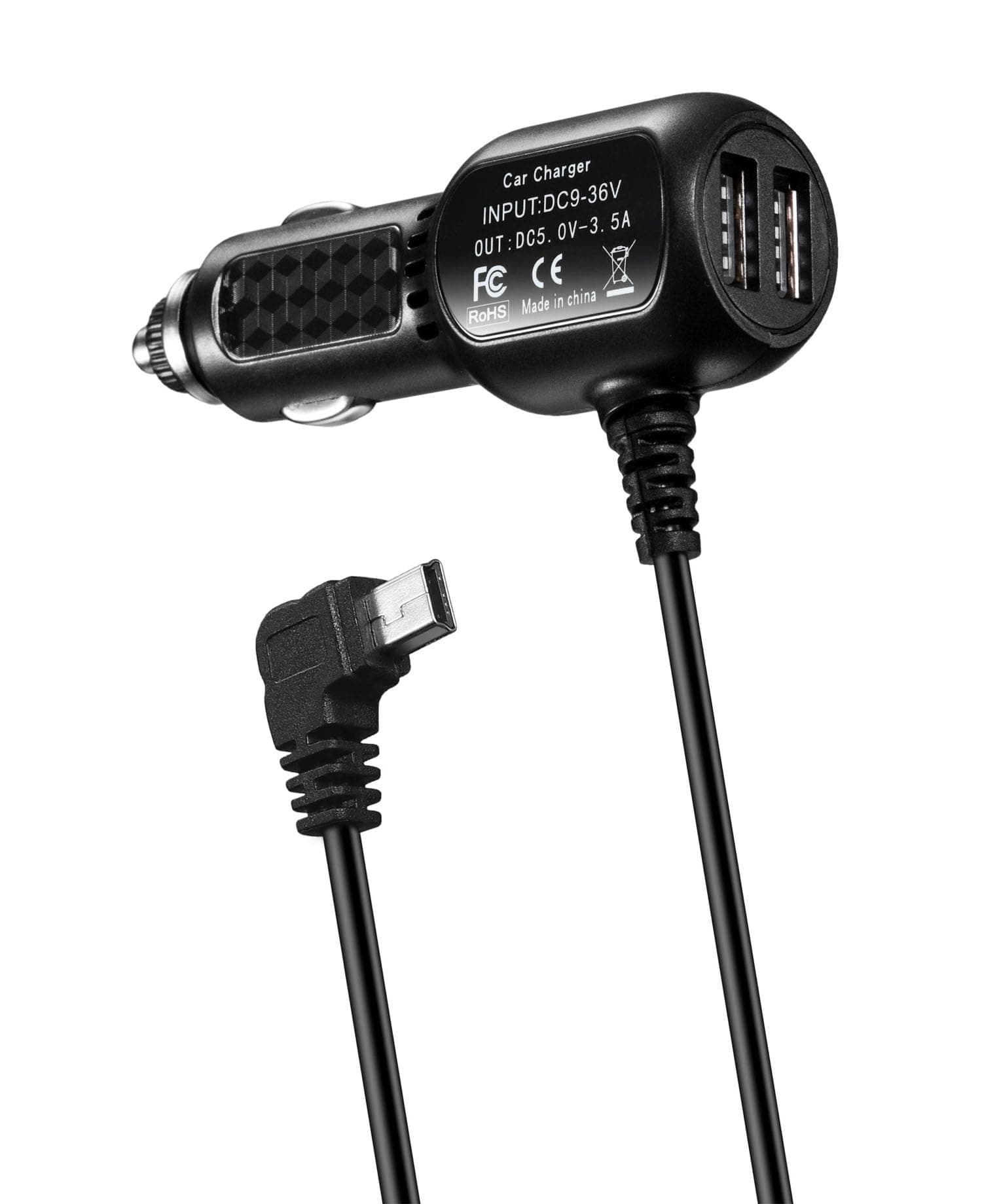 Dash Cam Power Cord Adapter Mini USB Car Charger Cable Compatible for Rexing V1V1P ProV5V3,Byakov S6,CHORTAU B-T13 B-T20 B-T25,Pruveeo D30 D40,Rove R2-4K Dash Cam Power Supply (USB Mini Port)