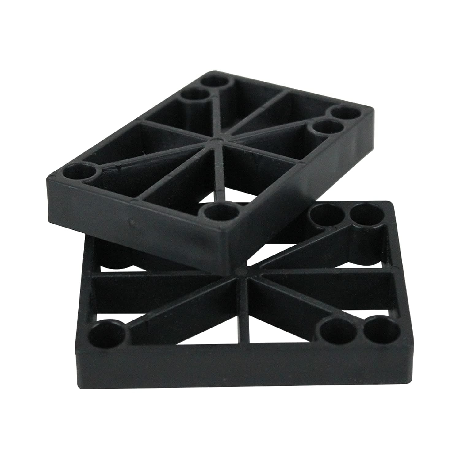 H Block Skateboard Old School Riser Pads 1/2" (12mm) Set of 2 Risers Black Hard Plastic