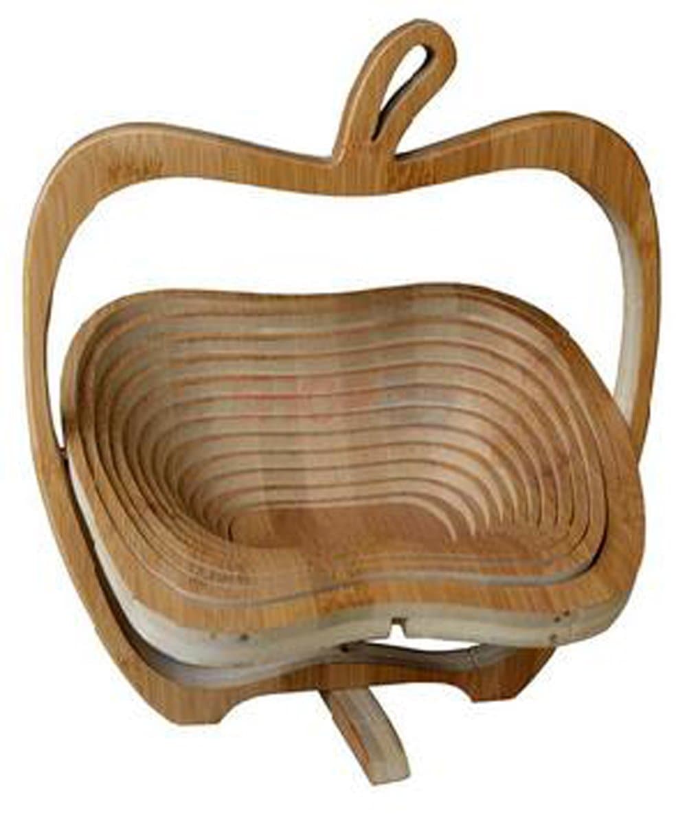 Foldable Wood Fruit Basket Apple, Folding Fruit Bowl by Billion Store