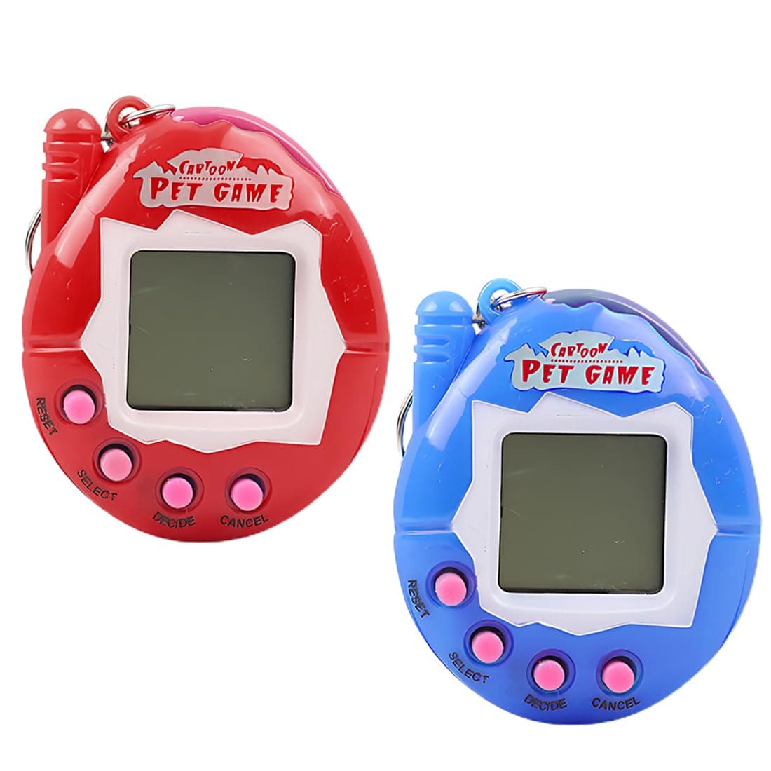 2 Pieces Electronic Pets, Electronic Pet Game Machine With Keychain Retro Handheld Console Mini Digital Virtual 90S Toys Animal Cyber Toy For Adults Teens Birthday Gift(Blue,Red,Egg Shape)