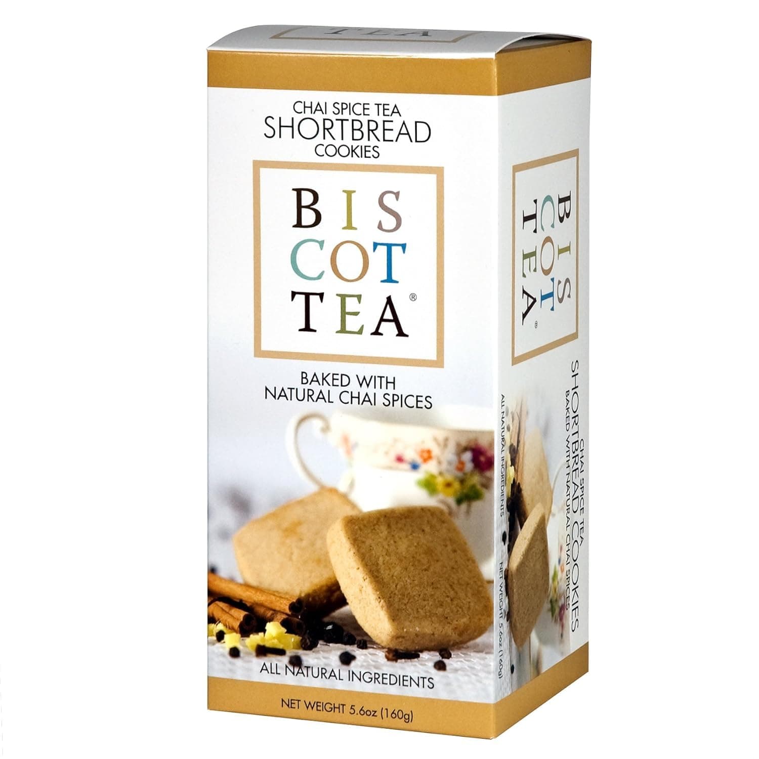 BISCOTTEA All-Natural Traditional Chai Tea Shortbread Cookies – Gourmet Buttery Biscuits Infused with Real Flavors (8 Cookies)